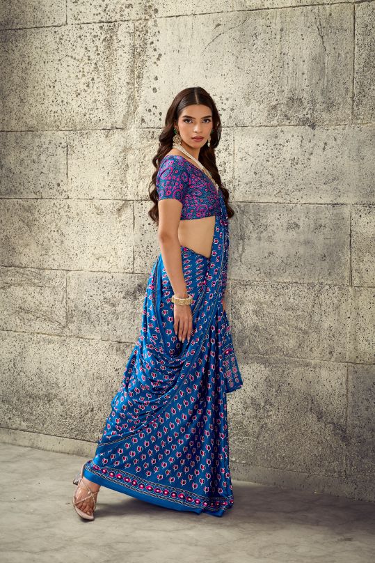 Iris Satin Crepe (E) Ready To Wear Pocket Saree