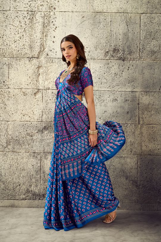 Iris Satin Crepe (E) Ready To Wear Pocket Saree