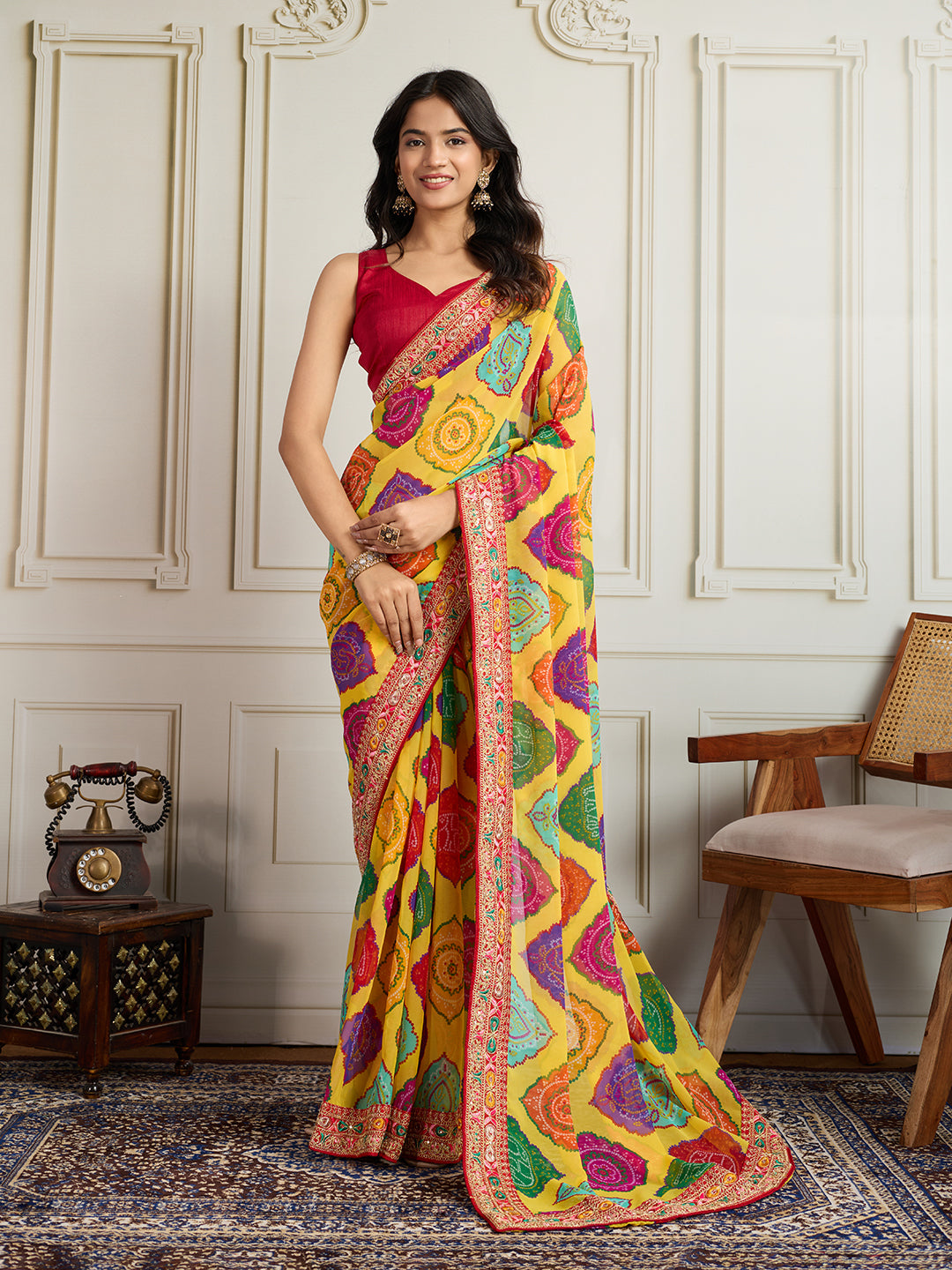 Rangrez Georgette Ready To Wear Pocket Saree