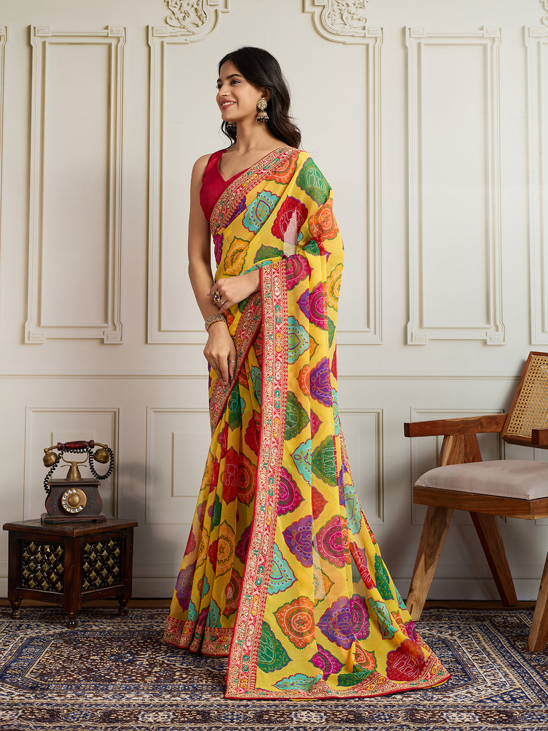 Rangrez Georgette Ready To Wear Pocket Saree