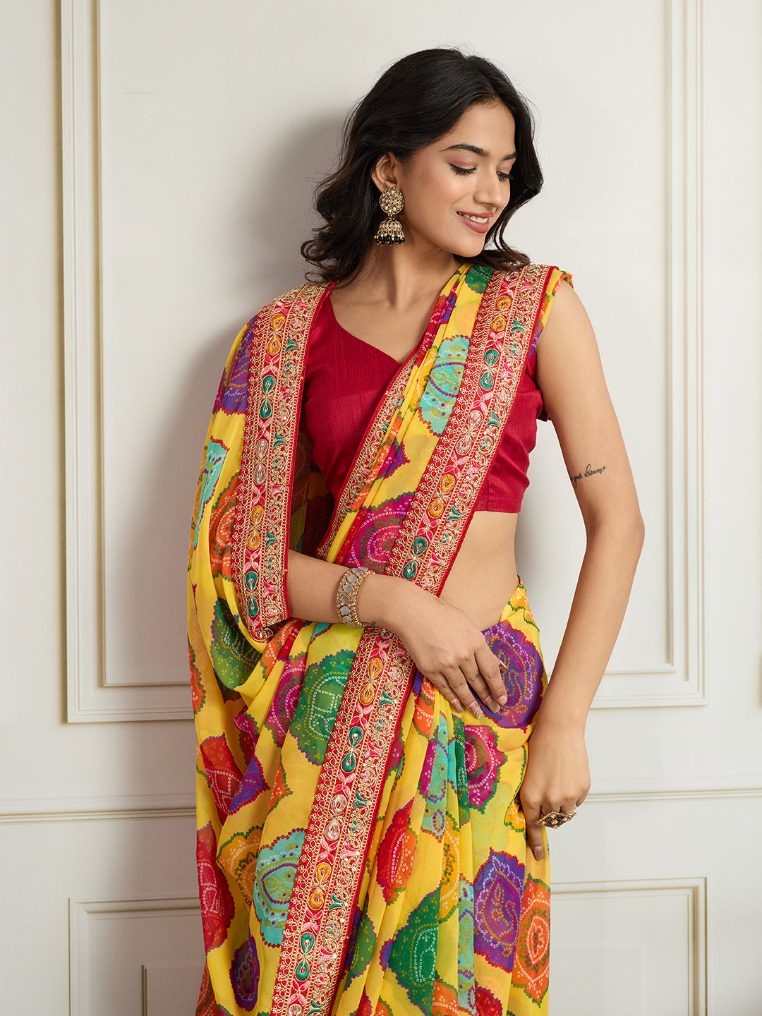 Rangrez Georgette Ready To Wear Pocket Saree