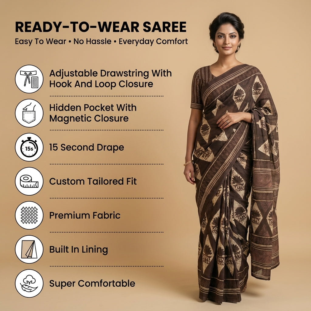 Nine to Thrive Mul Cotton (C) Ready To Wear Pocket Sarees