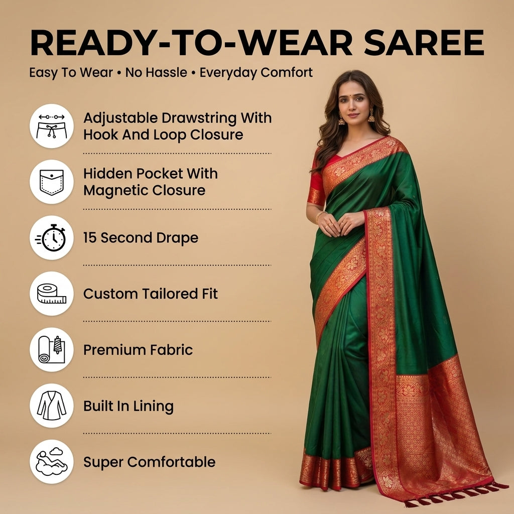 Dual Gleam Ready To Wear Pocket Saree
