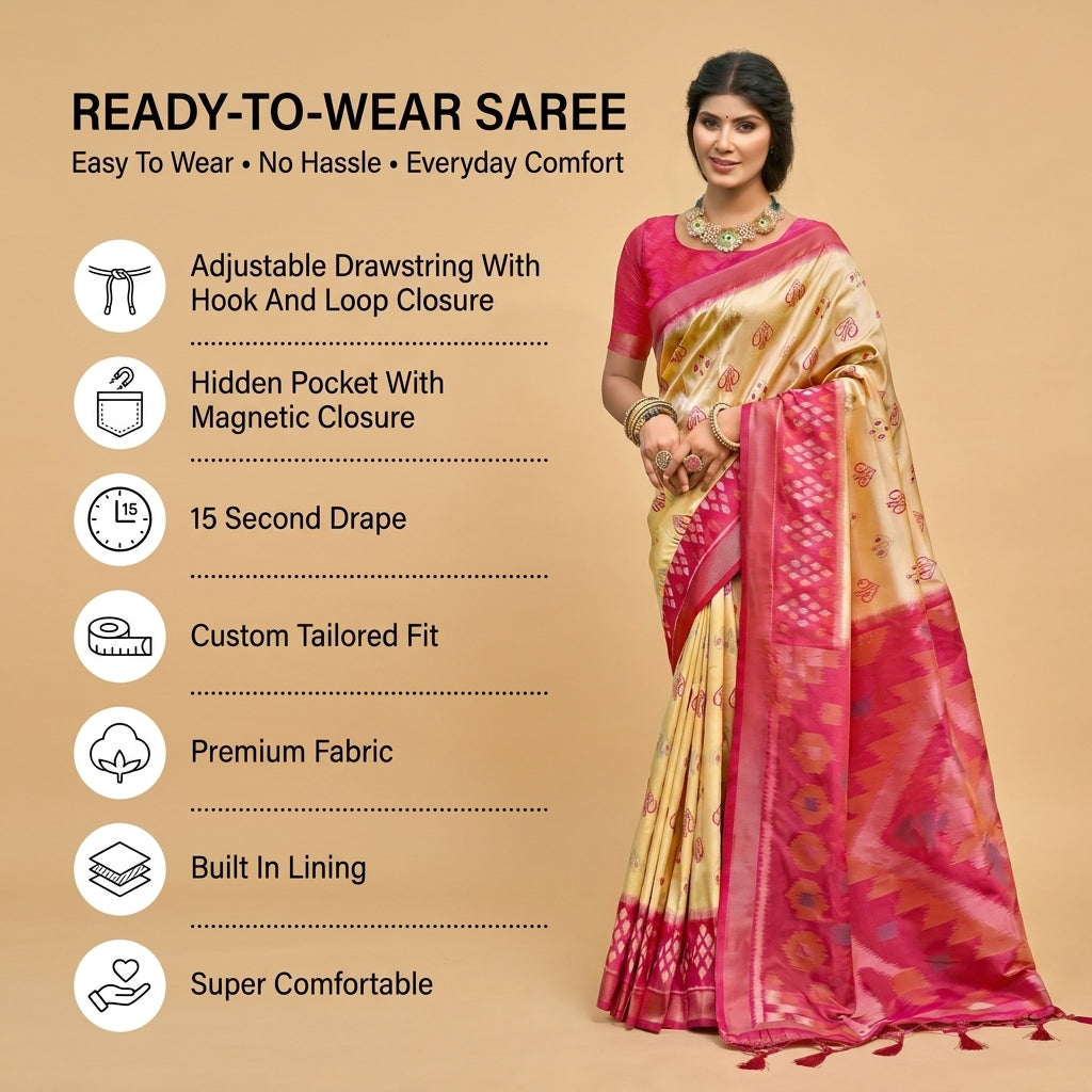 PixelLoom Silk (H) Ready To Wear Pocket Saree