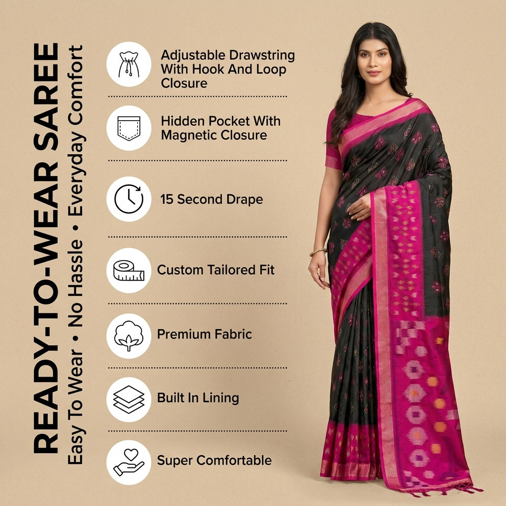 Iris Radiance Silk (D) Ready To Wear Pocket Saree