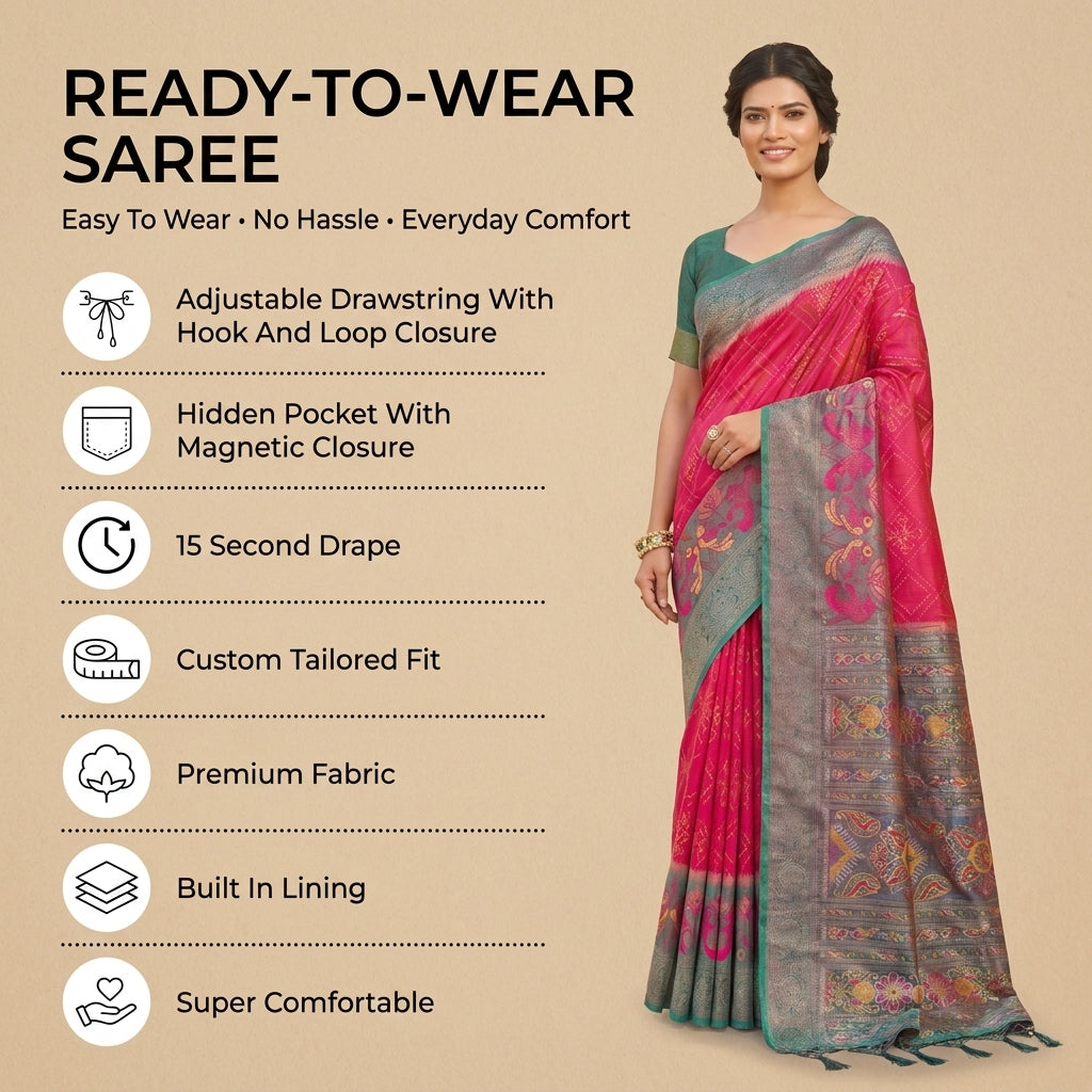 Iris Radiance Silk (B) Ready To Wear Pocket Saree