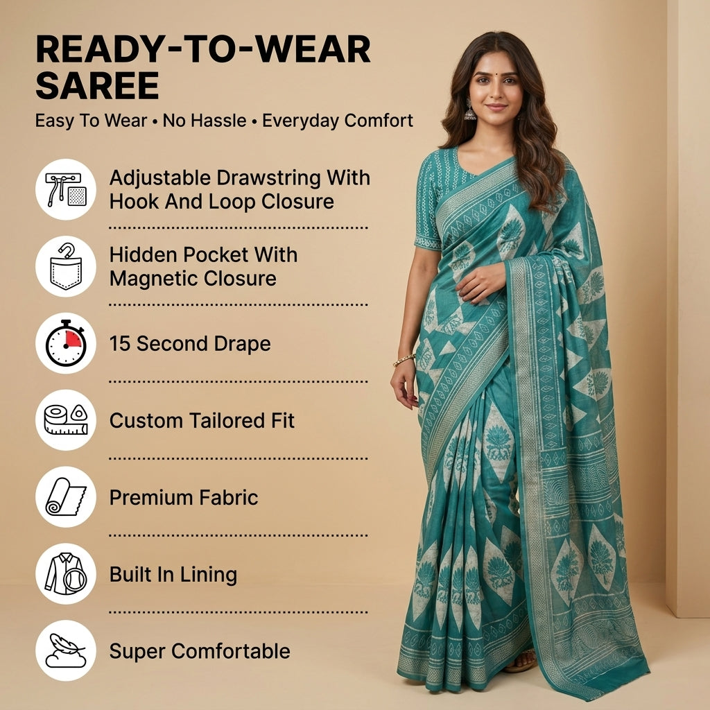 Nine to Thrive Mul Cotton (D) Ready To Wear Pocket Sarees