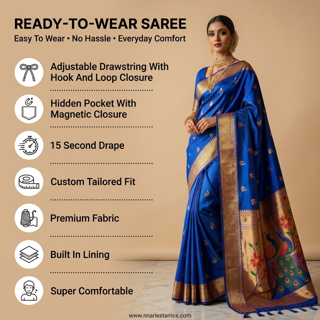 Mayurika Powerloom Paithani Silk (G) Ready To Wear Pocket Saree