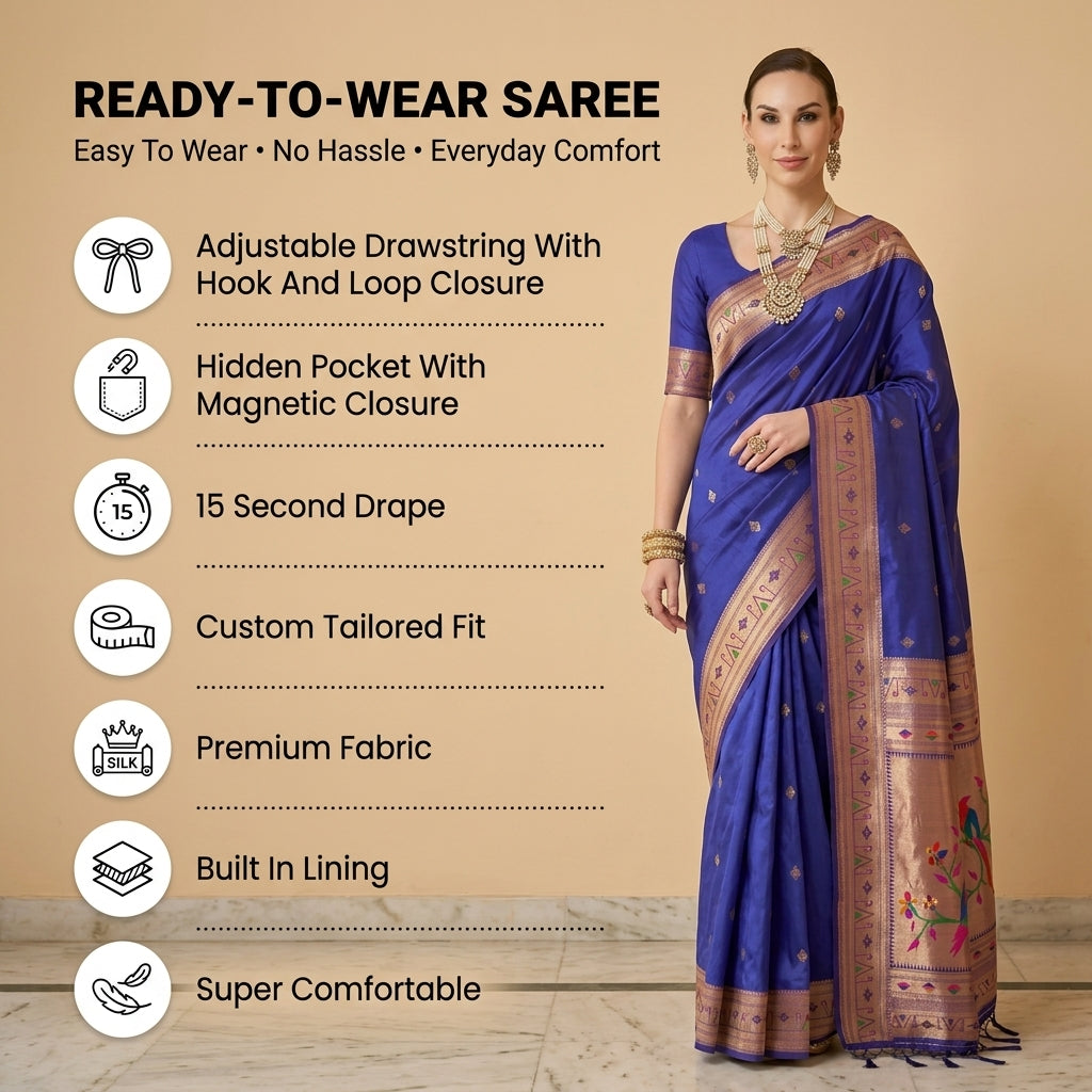 Utsav Umang Powerloom Paithani Silk (F) Ready To Wear Pocket Saree