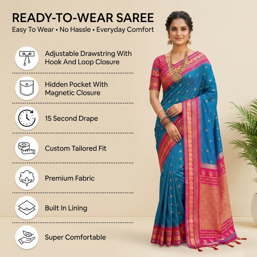 Saaj Silk (A) Ready To Wear Pocket Saree