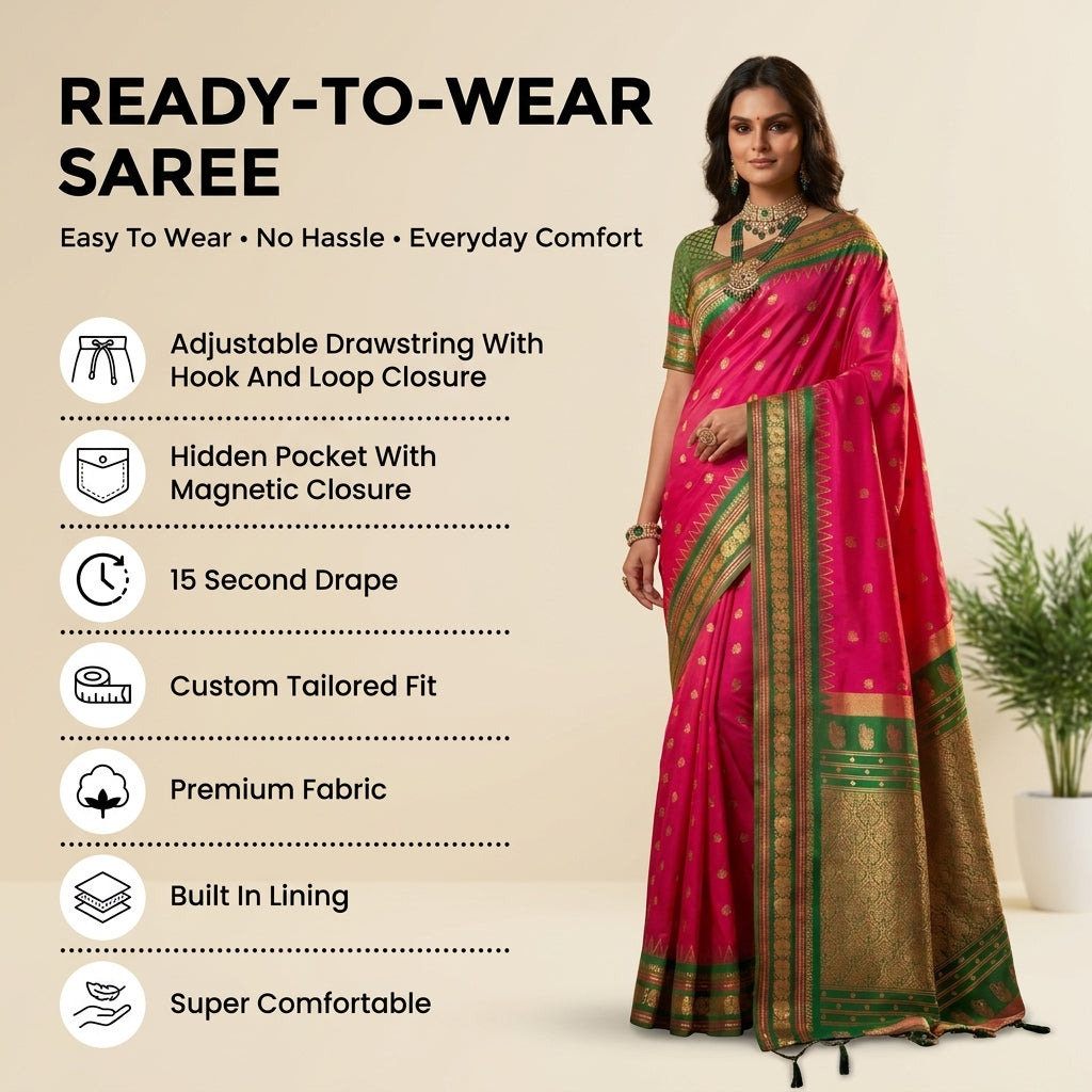 Saaj Silk (C) Ready To Wear Pocket Saree