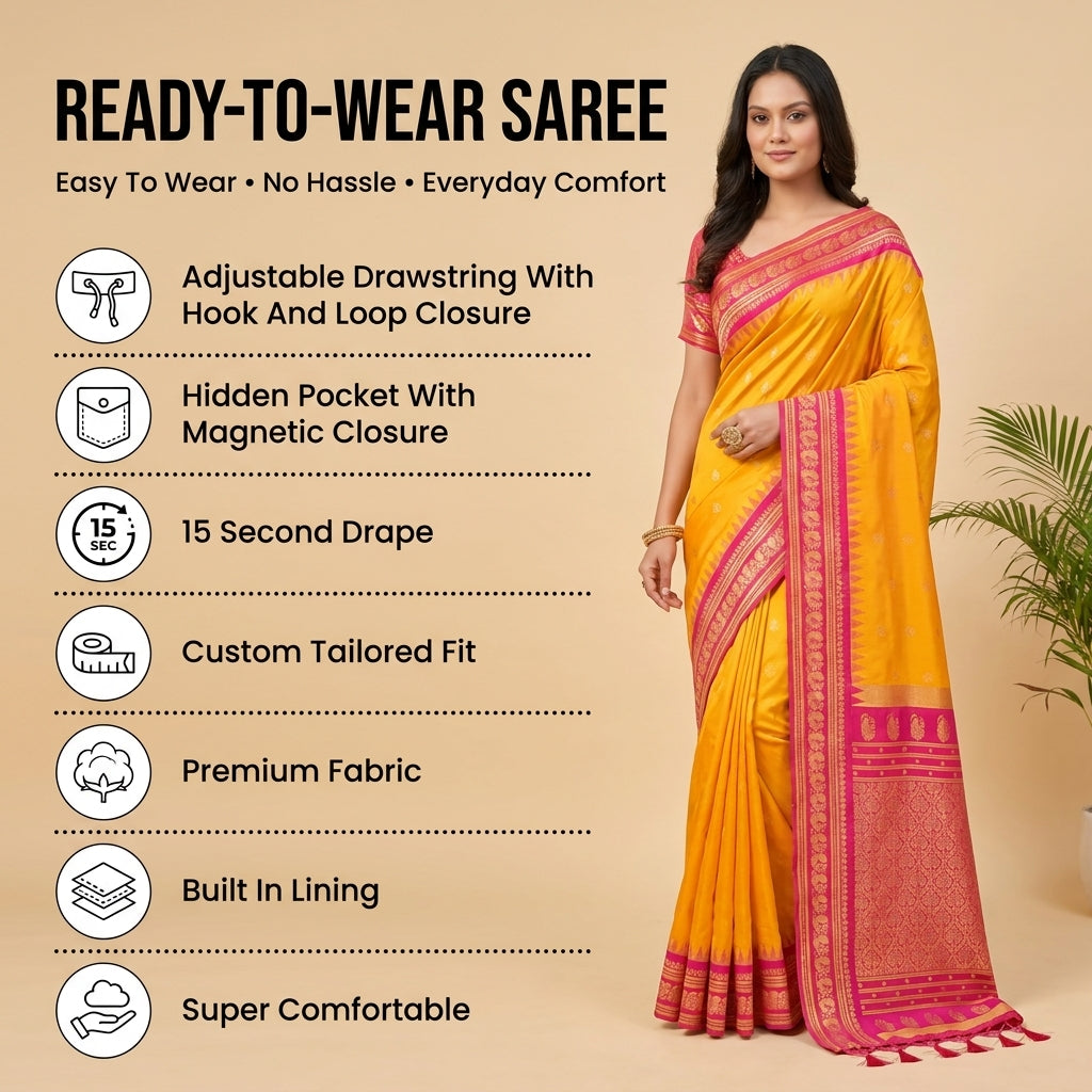 Saaj Silk (E) Ready To Wear Pocket Saree
