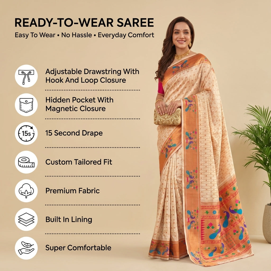 Anand Arpan Powerloom Paithani Silk (A) Ready To Wear Pocket Saree
