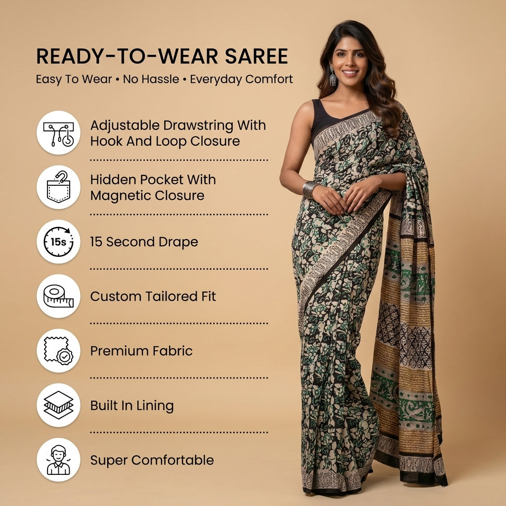 Mourni Mul Cotton Ready To Wear Pocket Saree
