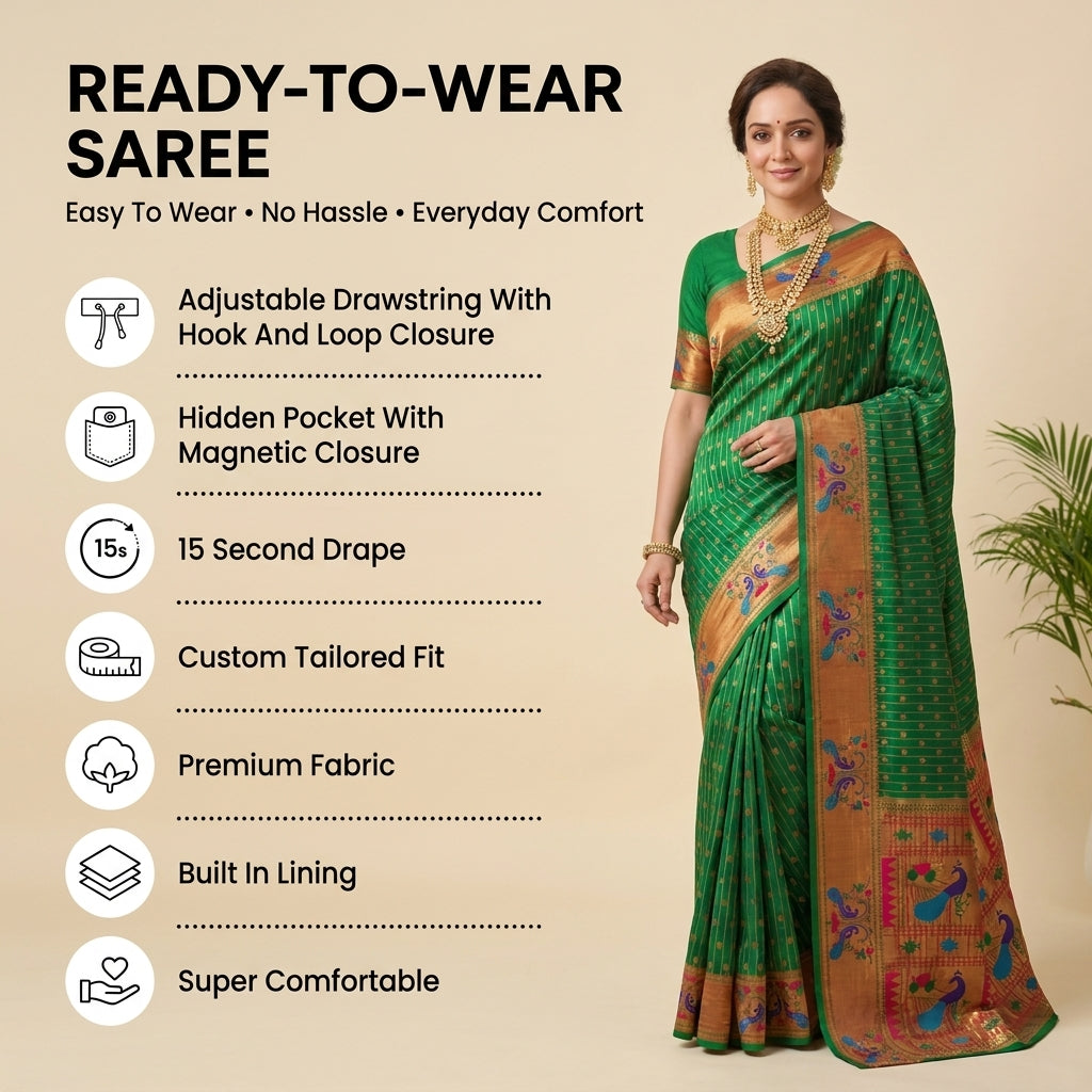 Anand Arpan Powerloom Paithani Silk (J) Ready To Wear Pocket Saree