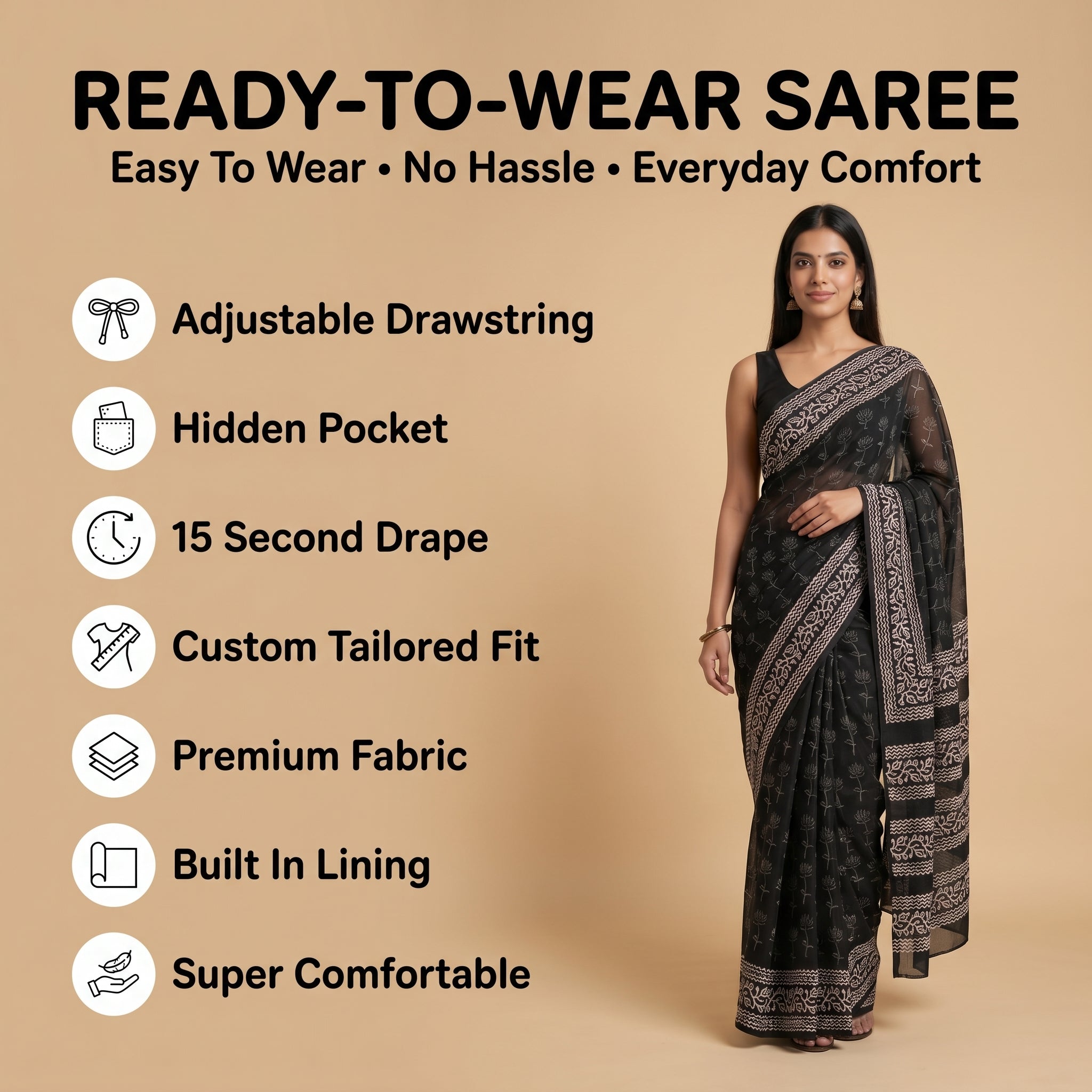 Lichfield Angel Mul Cotton Ready-To-Wear Pocket Saree