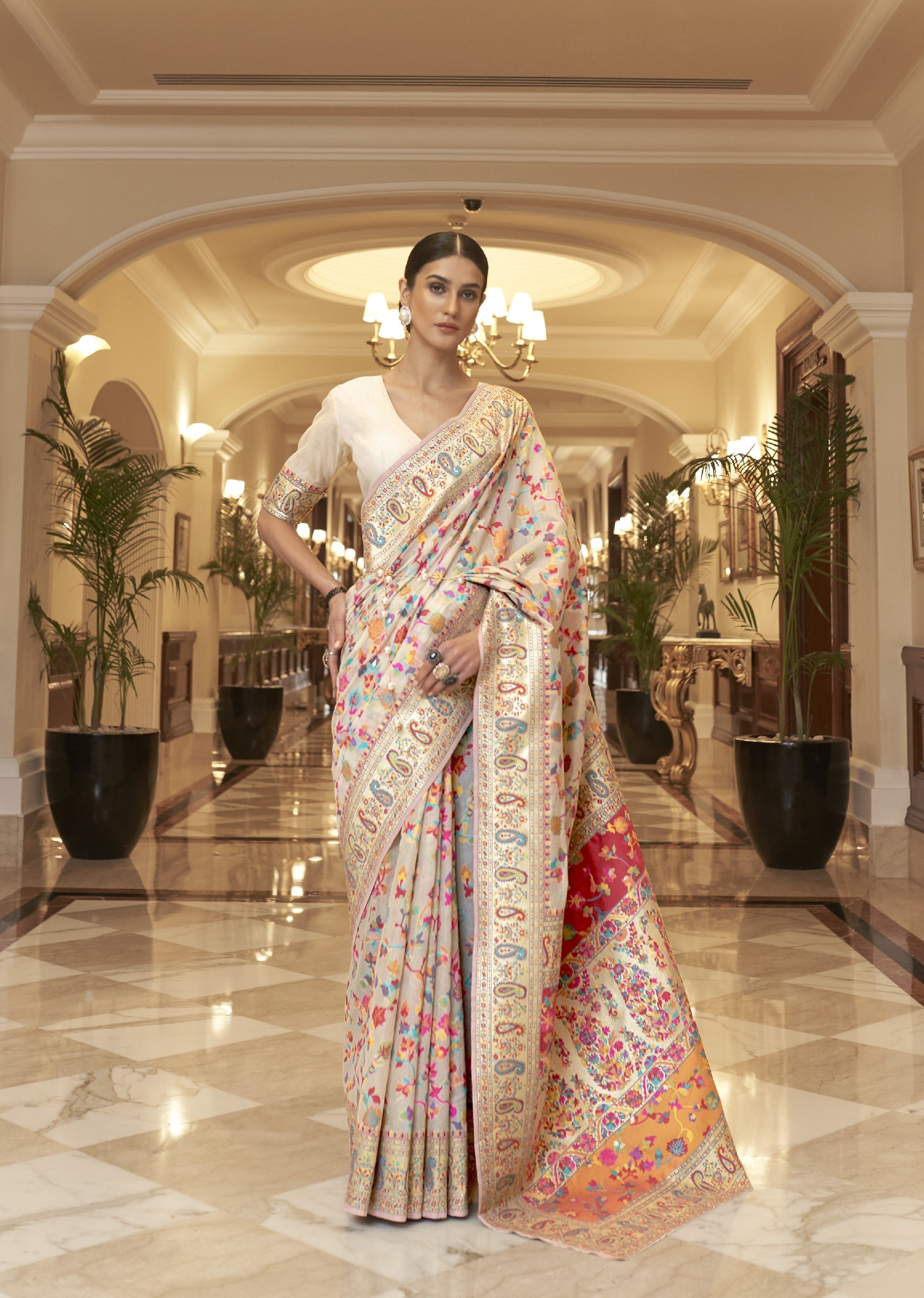 Kashmiri Modal Silk (A) Ready To Wear Pocket Saree