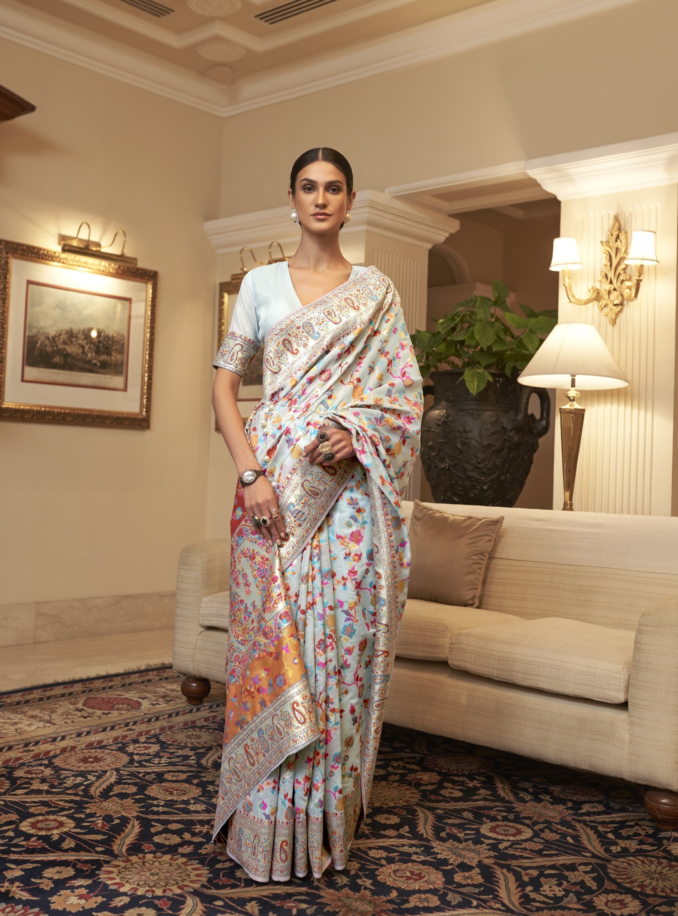 Kashmiri Modal Silk (C) Ready To Wear Pocket Saree