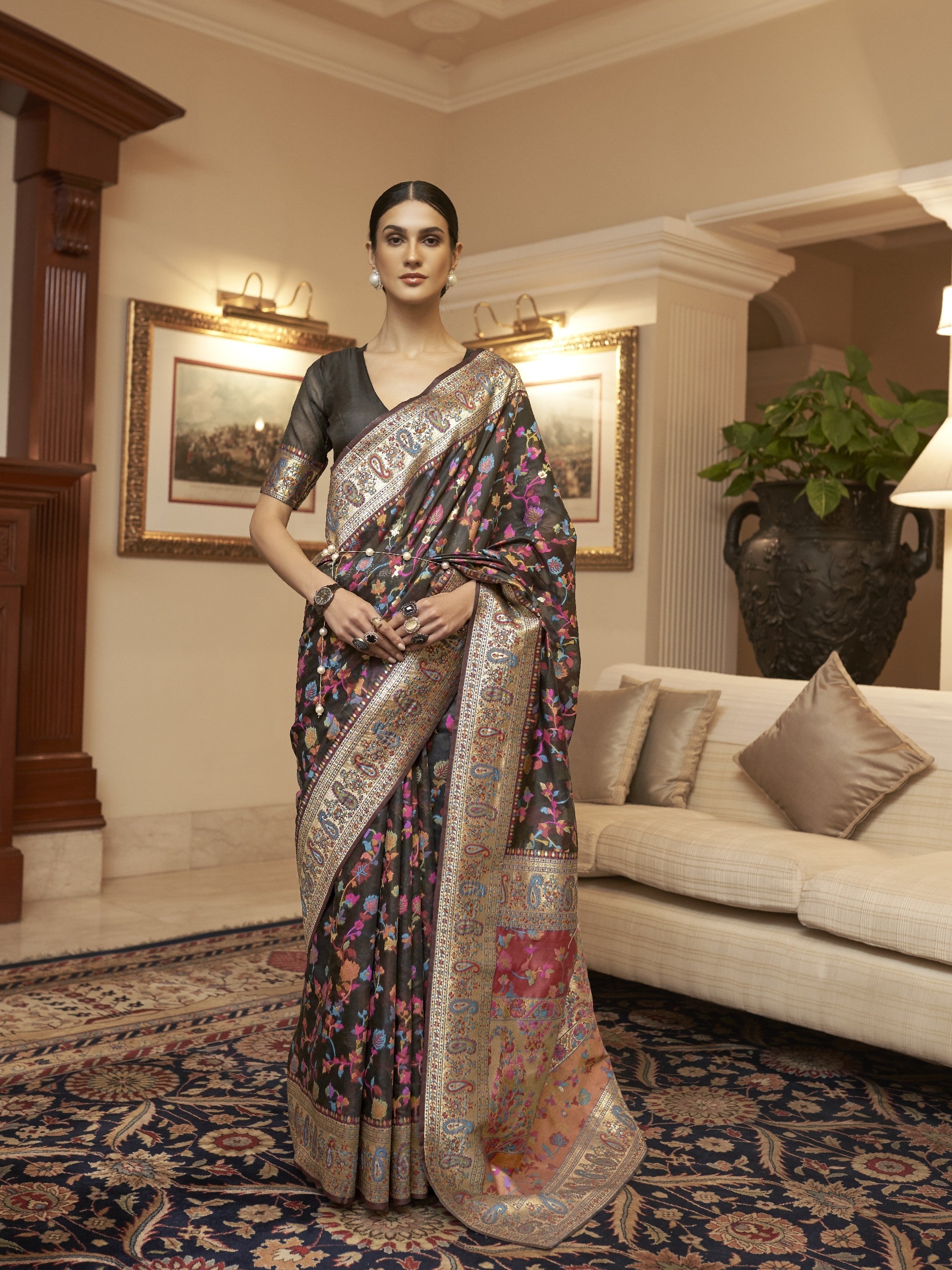 Kashmiri Modal Silk (D) Ready To Wear Pocket Saree