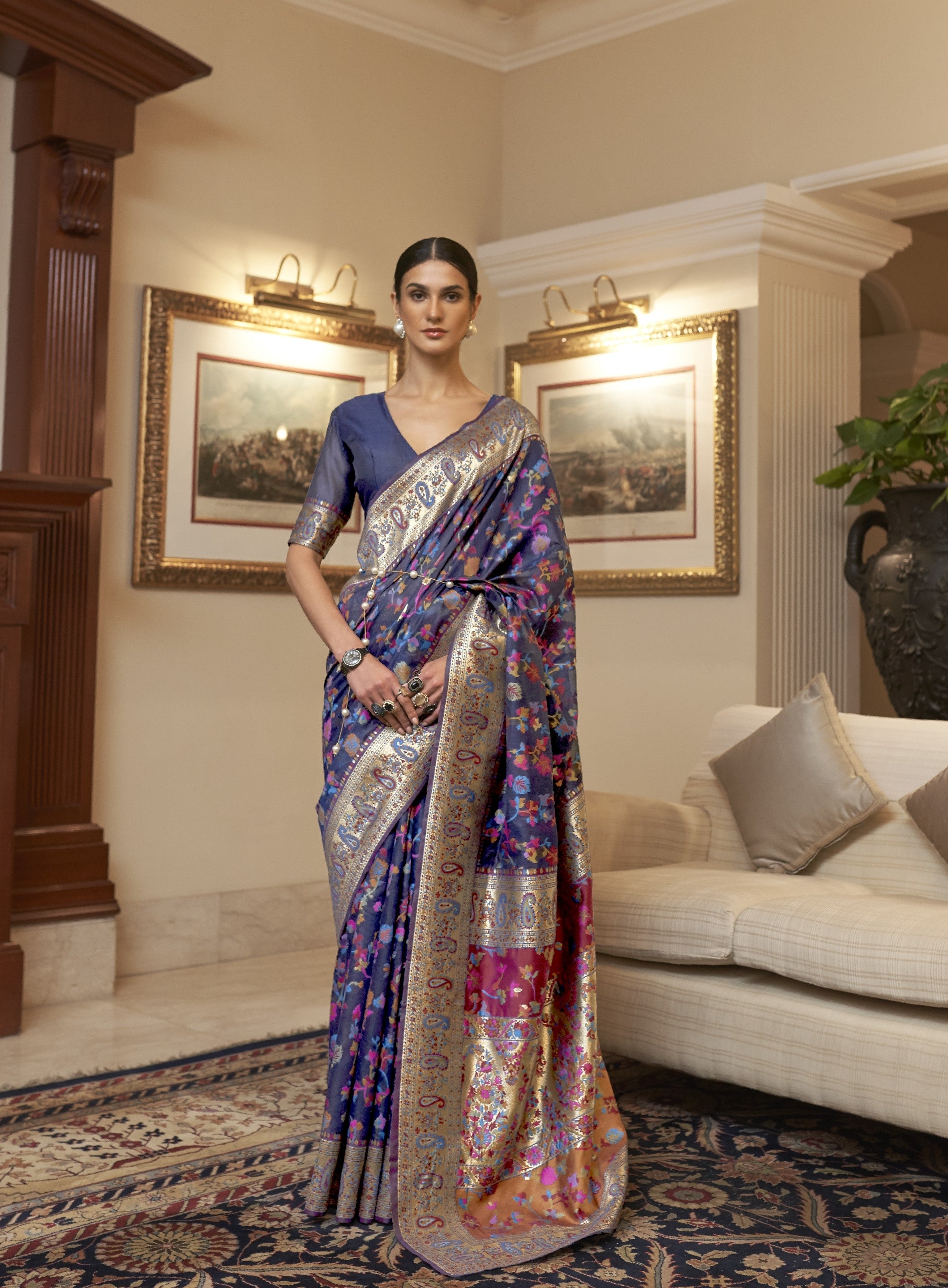 Kashmiri Silk Modal (F) Ready To Wear Pocket Saree