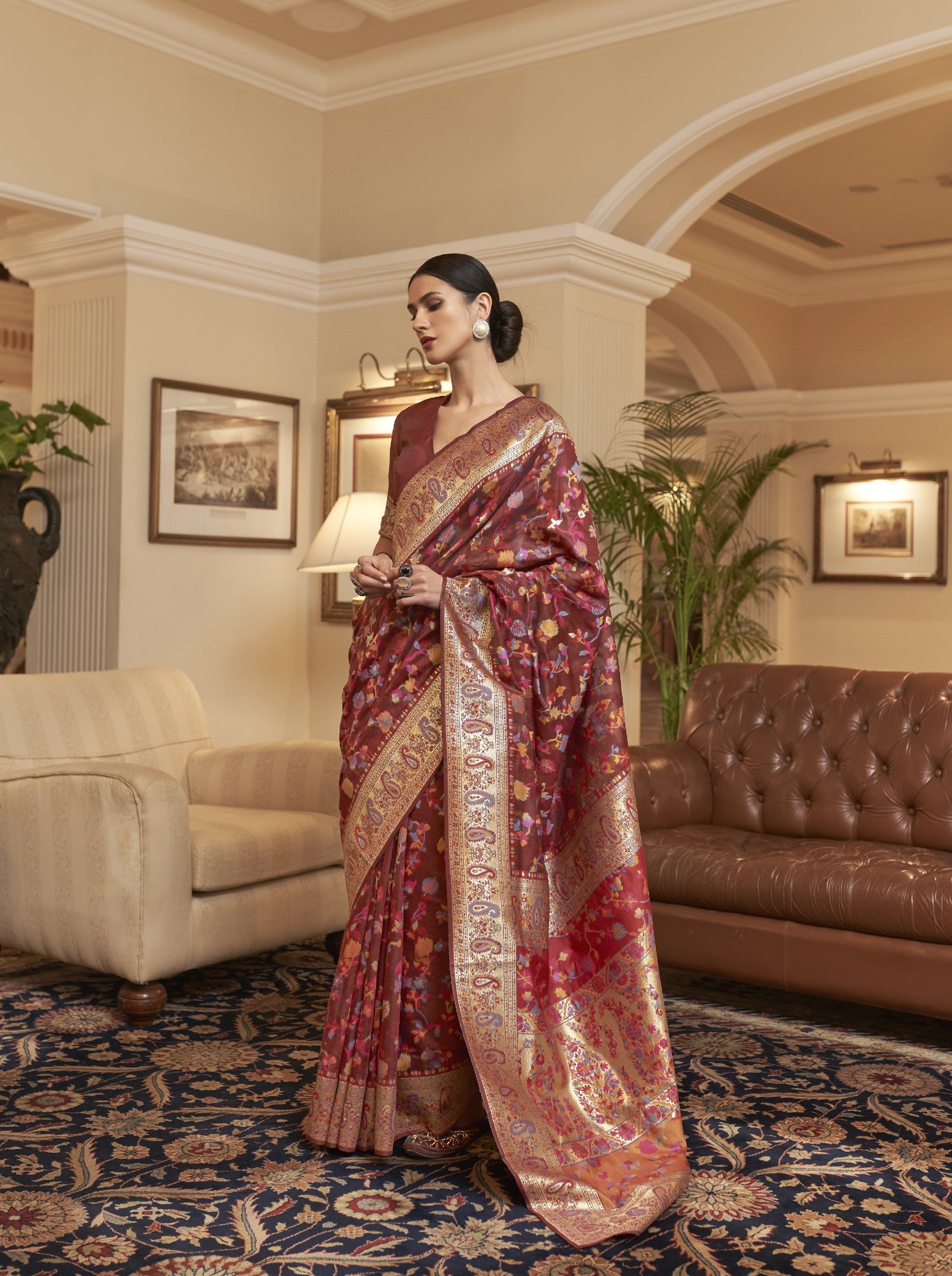 Kashmiri Modal Silk (J) Ready To Wear Pocket Saree