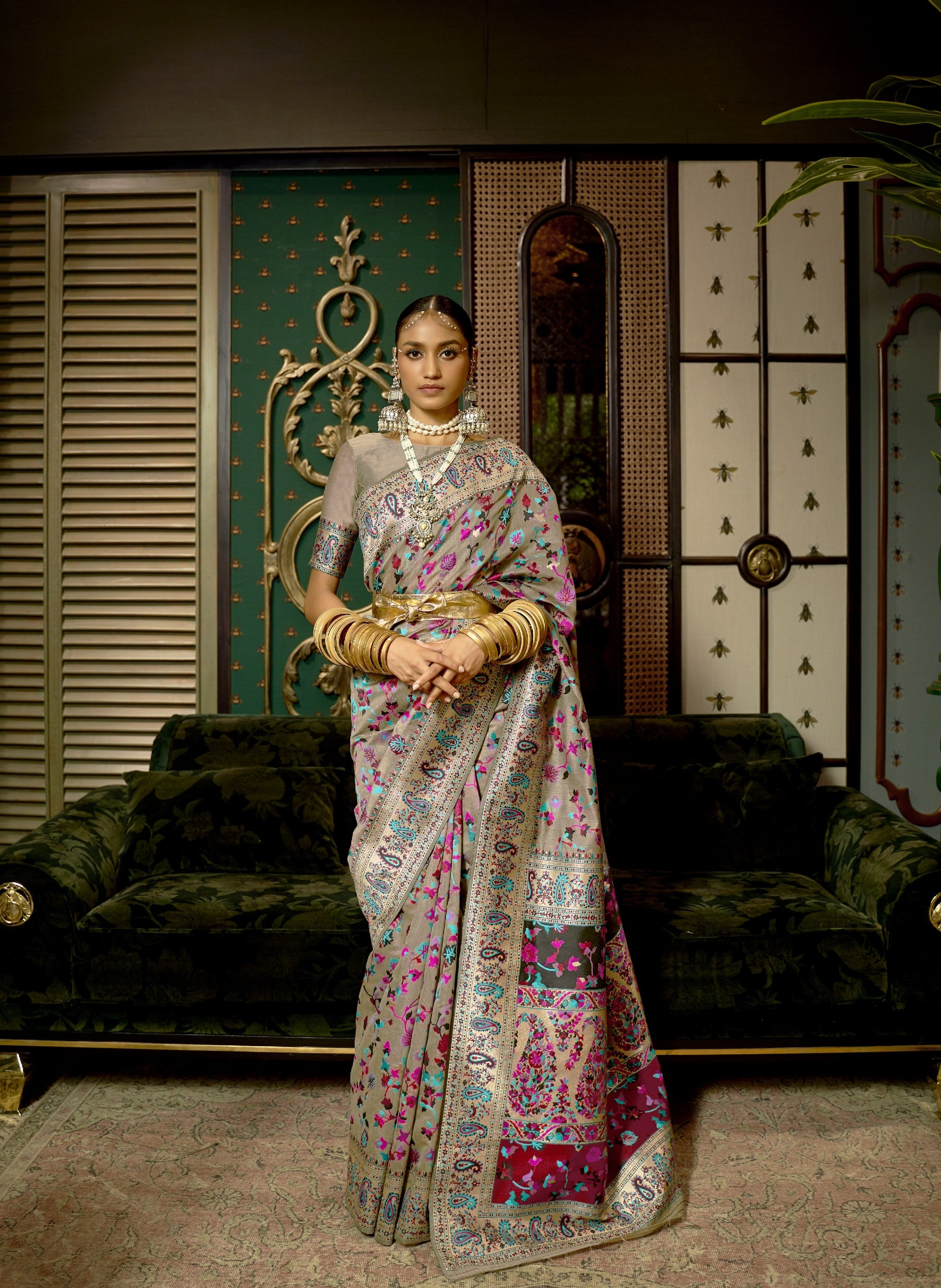 Kashmiri Modal Silk (K) Ready To Wear Pocket Saree