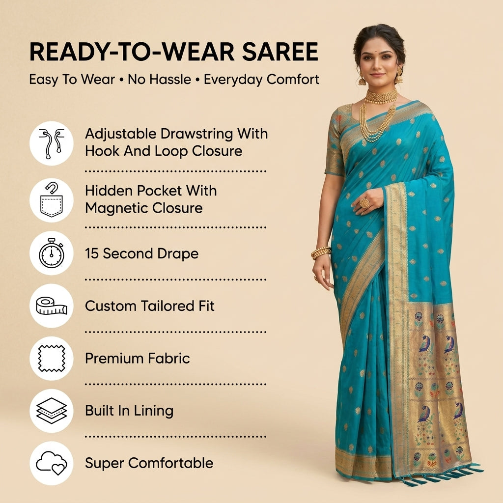 Alankrita Powerloom Paithani Silk (E) Ready To Wear Pocket Saree