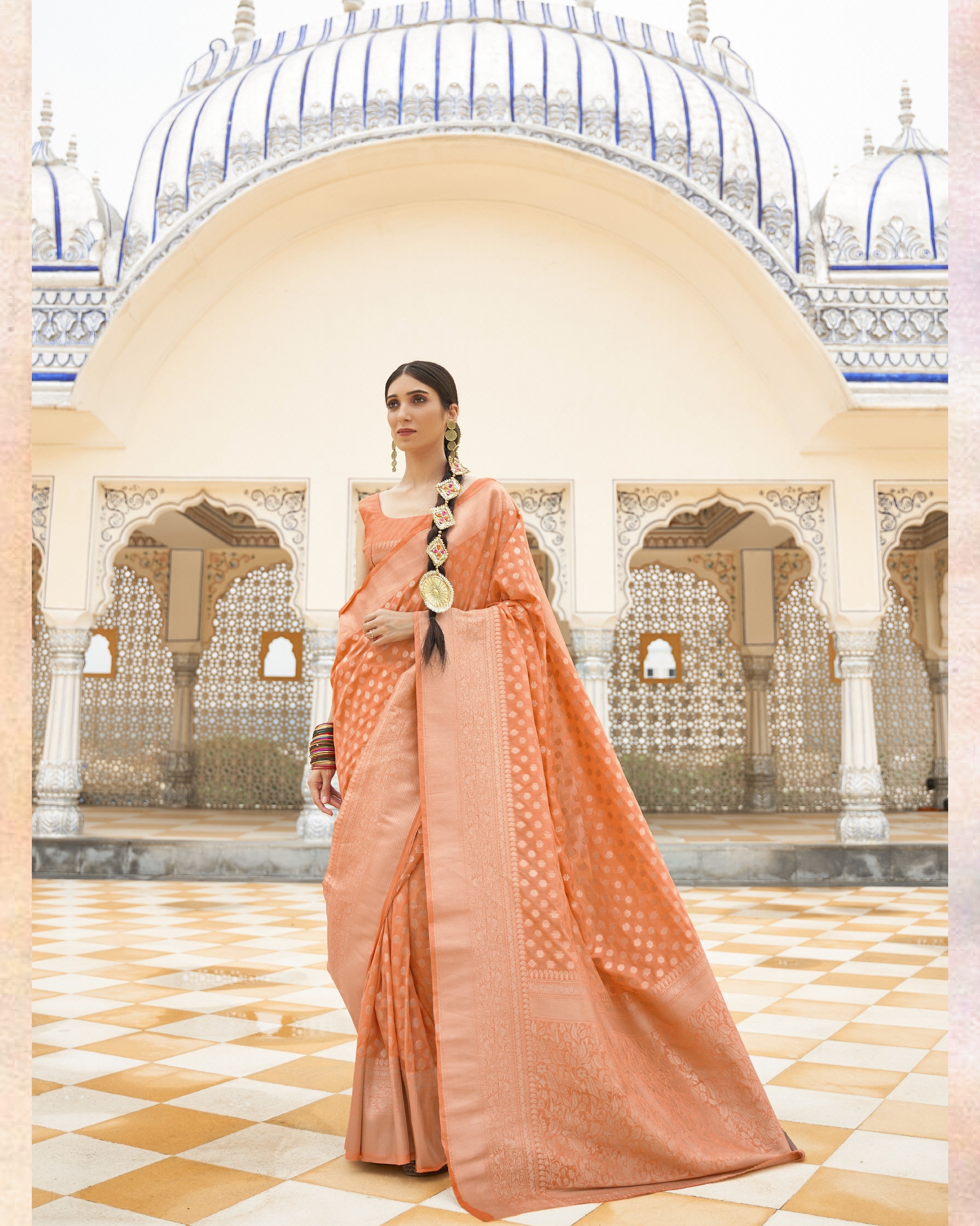 VastraVeda Khadi Georgette Ready To Wear Pocket Saree