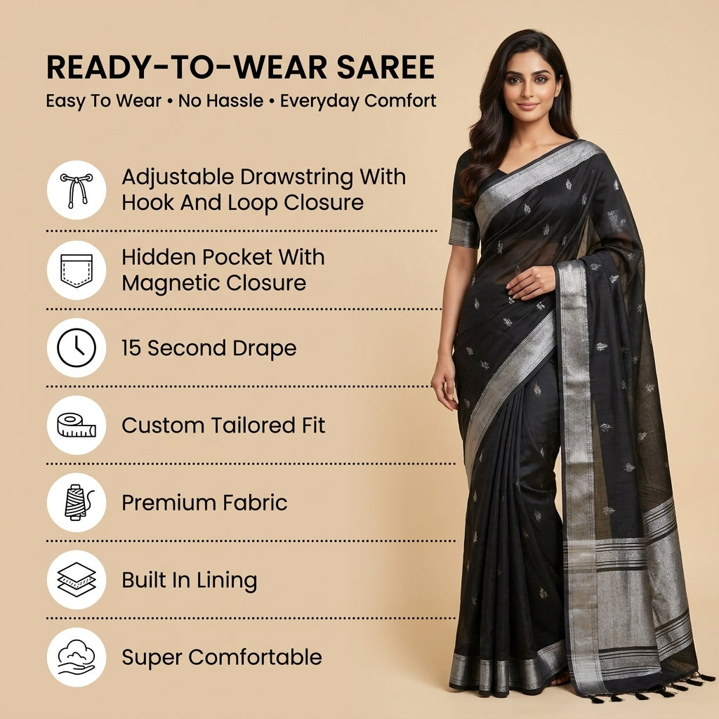 Drapedew Linen Cotton (B) Ready To Wear Pocket Saree