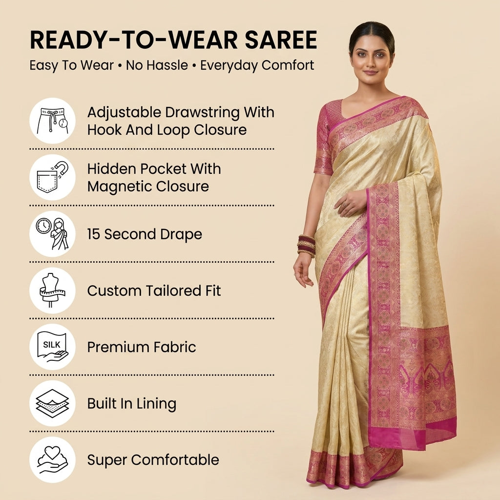 Subtle Splendor Banarasi Silk (A) Ready To Wear Pocket Saree
