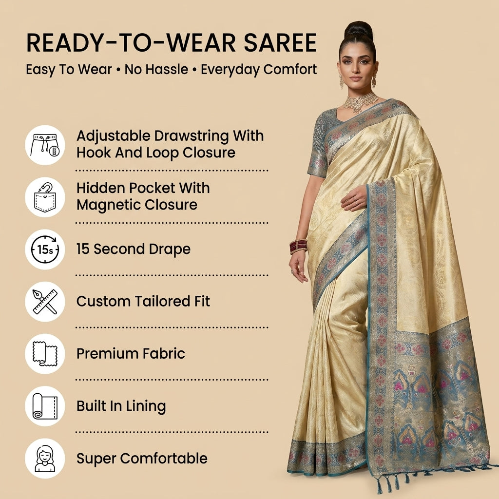 Subtle Splendor Banarasi Silk (B) Ready To Wear Pocket Saree