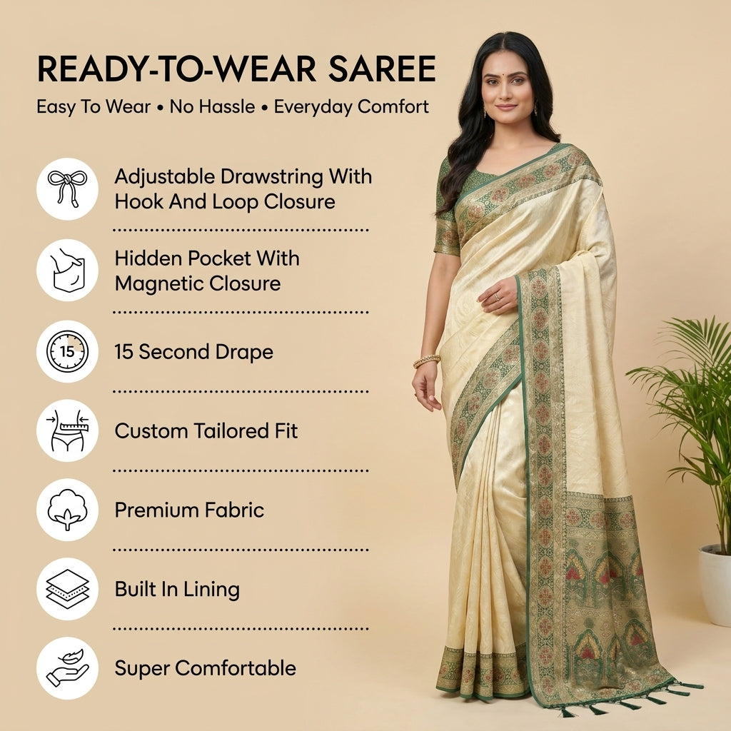 Subtle Splendor Banarasi Silk (C) Ready To Wear Pocket Saree