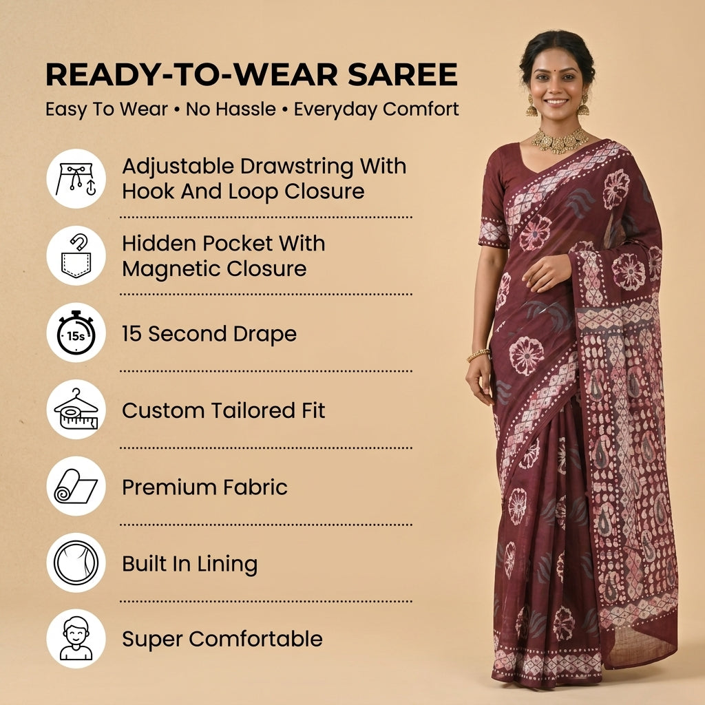 Soot Saga Mul Cotton Ready To Wear Pocket Saree