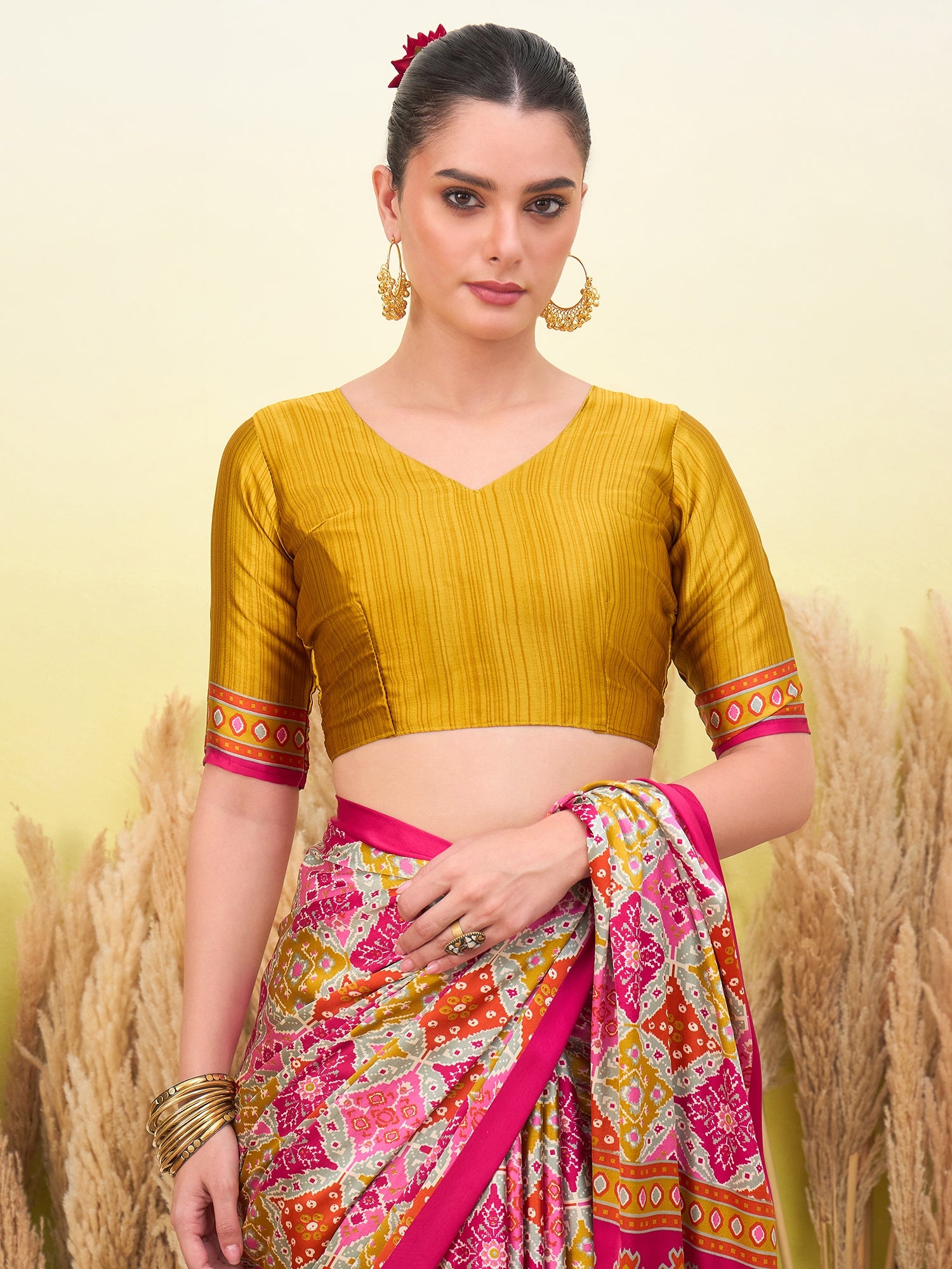 Rangrez Semi Modal (Pink) Ready To Wear Pocket saree