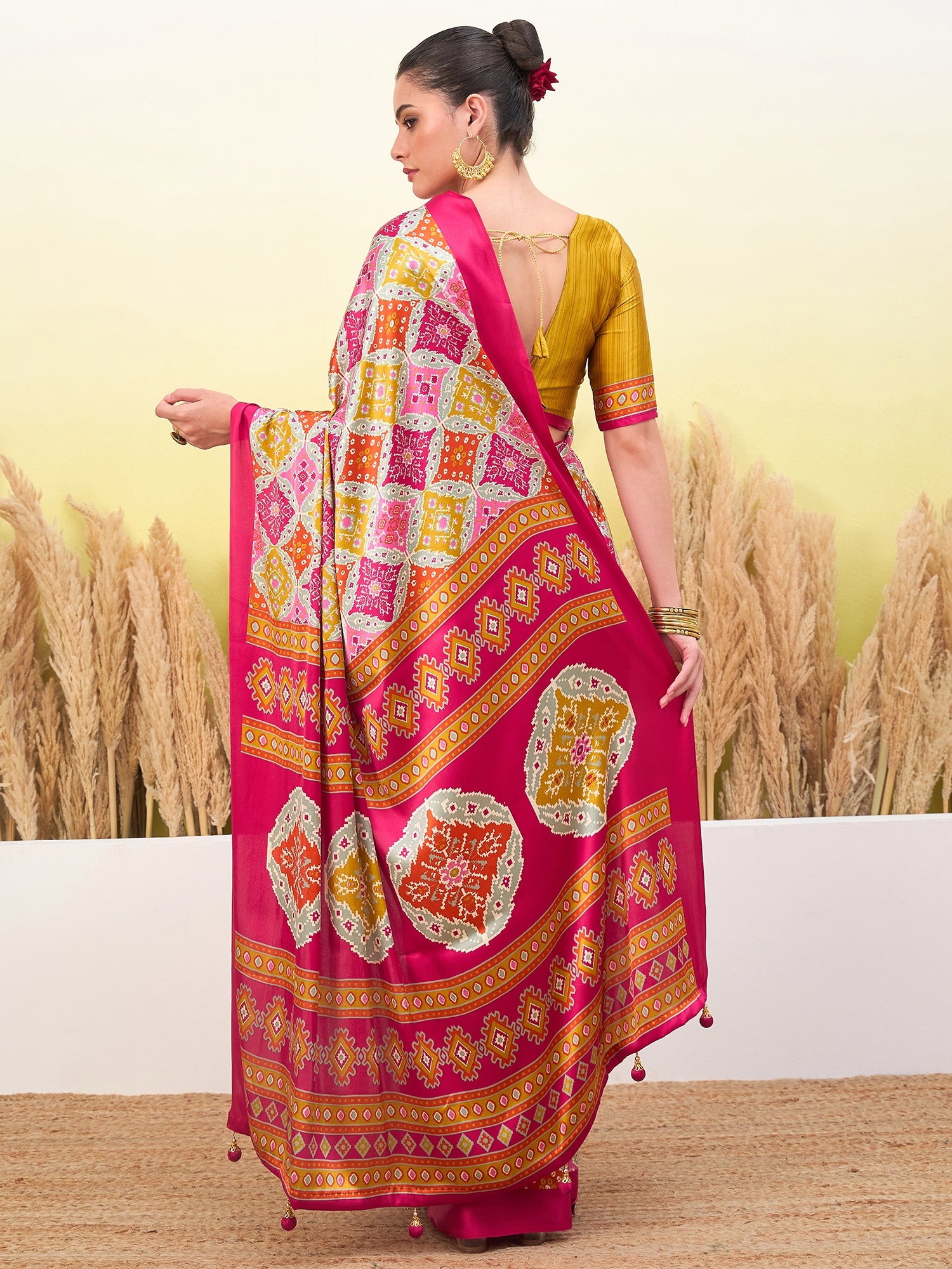 Rangrez Semi Modal (Pink) Ready To Wear Pocket saree