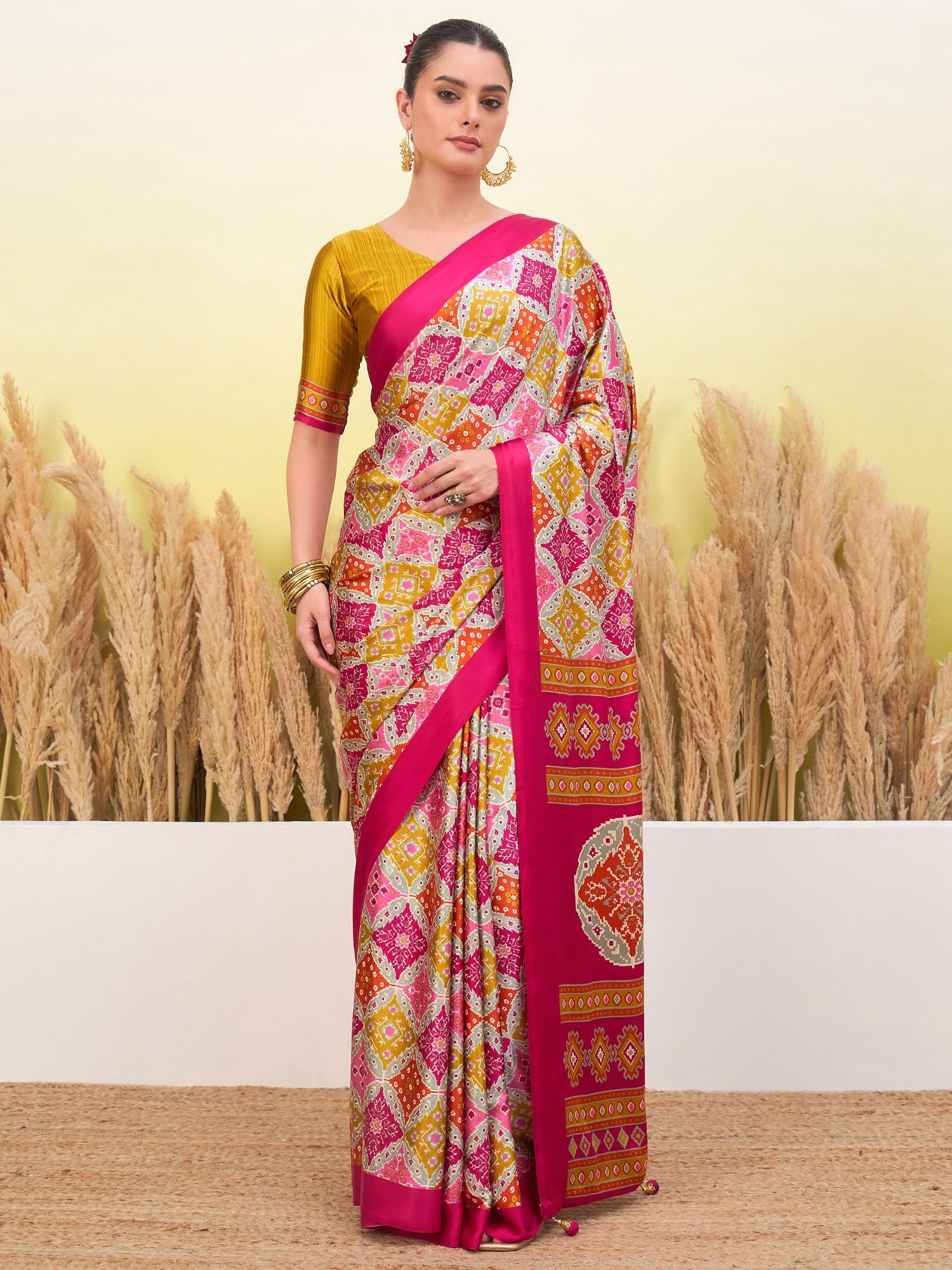 Rangrez Semi Modal (Pink) Ready To Wear Pocket saree