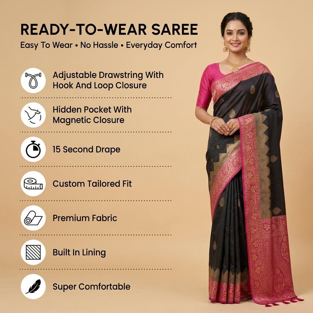 Dvirupa – Dual Tone Silk Ready-to-Wear Pocket Saree