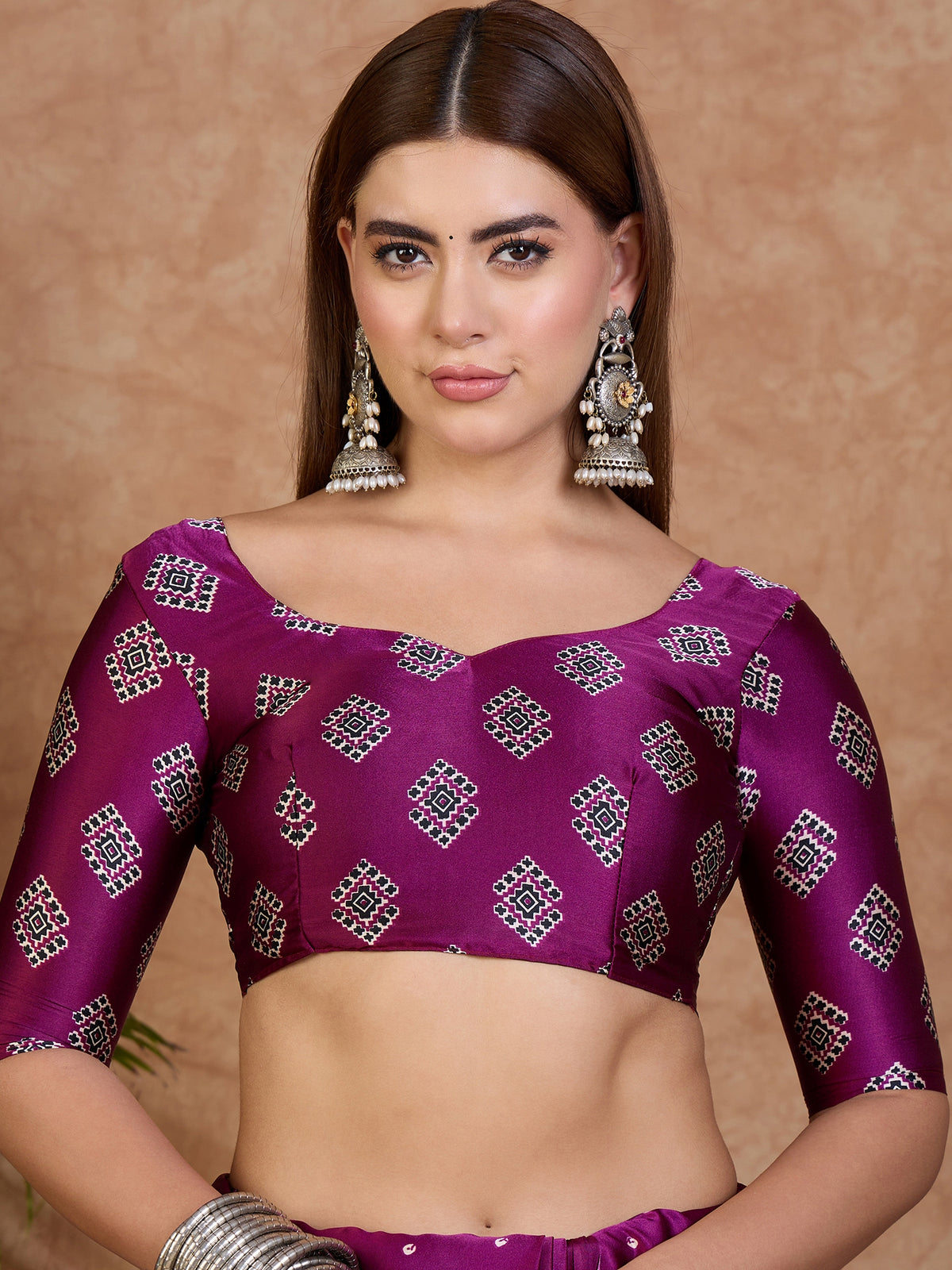 Iris Semi Modal Ready To Wear Pocket Saree | Wine