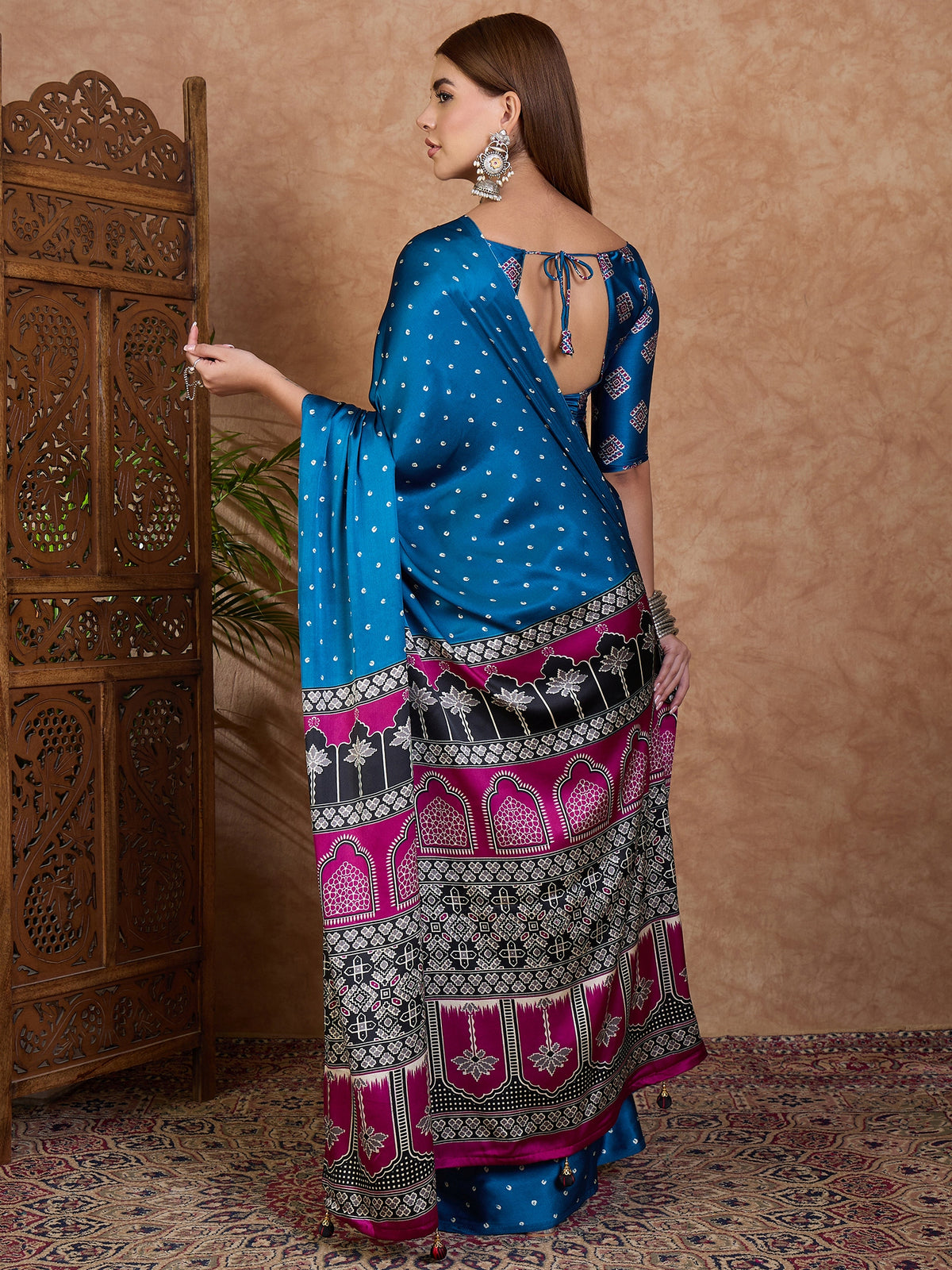 Iris Semi Modal Ready To Wear Pocket Saree | Blue