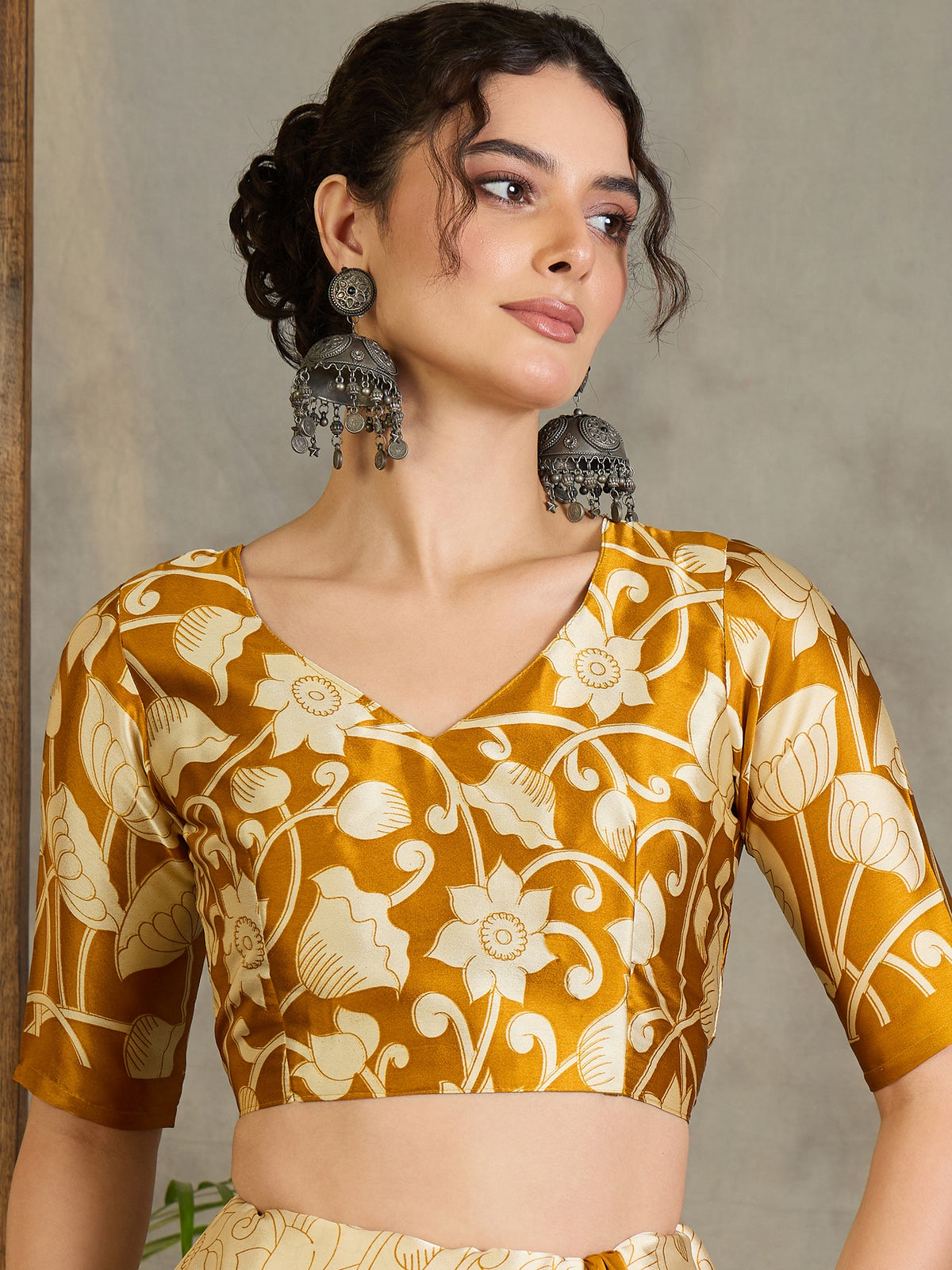 Suvarna Semi Modal Ready To Wear Pocket Saree | Mustard Yellow