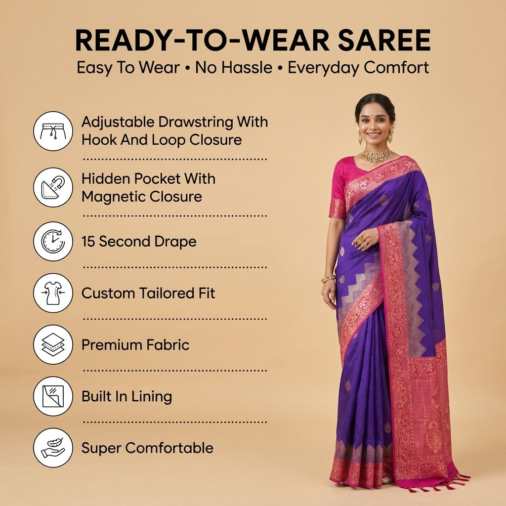 Duvarna – Dual Tone Silk Ready-to-Wear Pocket Saree