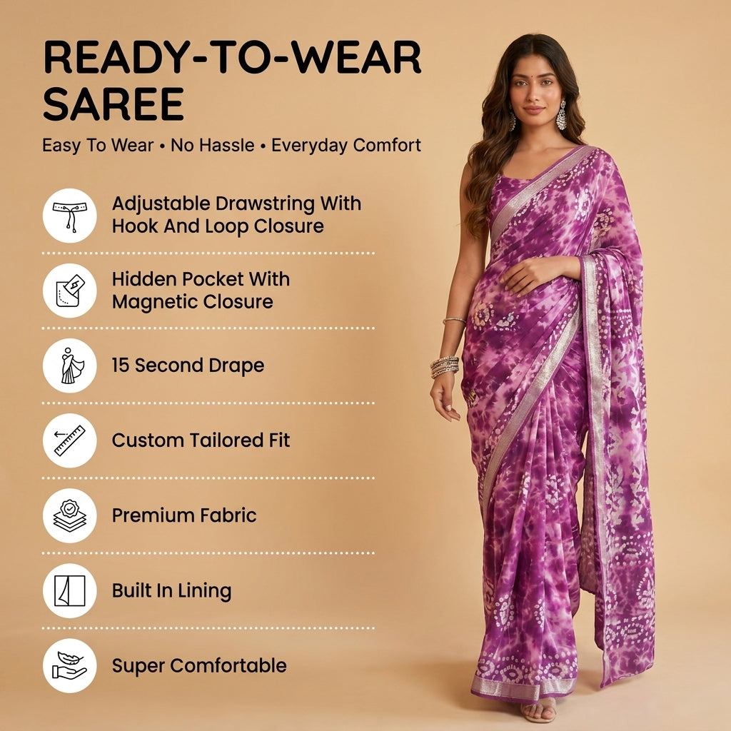 The Cotton Hour Ready To Wear Pocket Saree