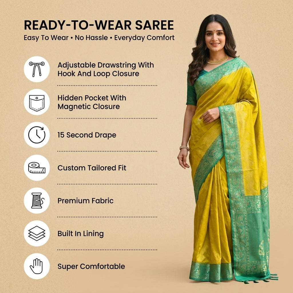 Shade & Shine Dual Tone Silk Ready To Wear Pocket Saree