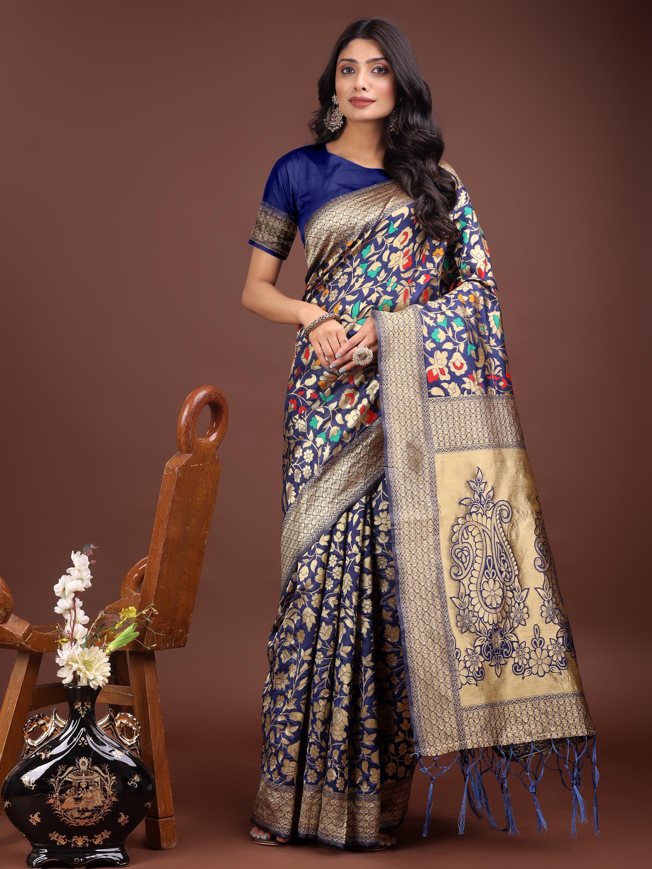Ornate Bloom (B) Ready To Wear Pocket Saree