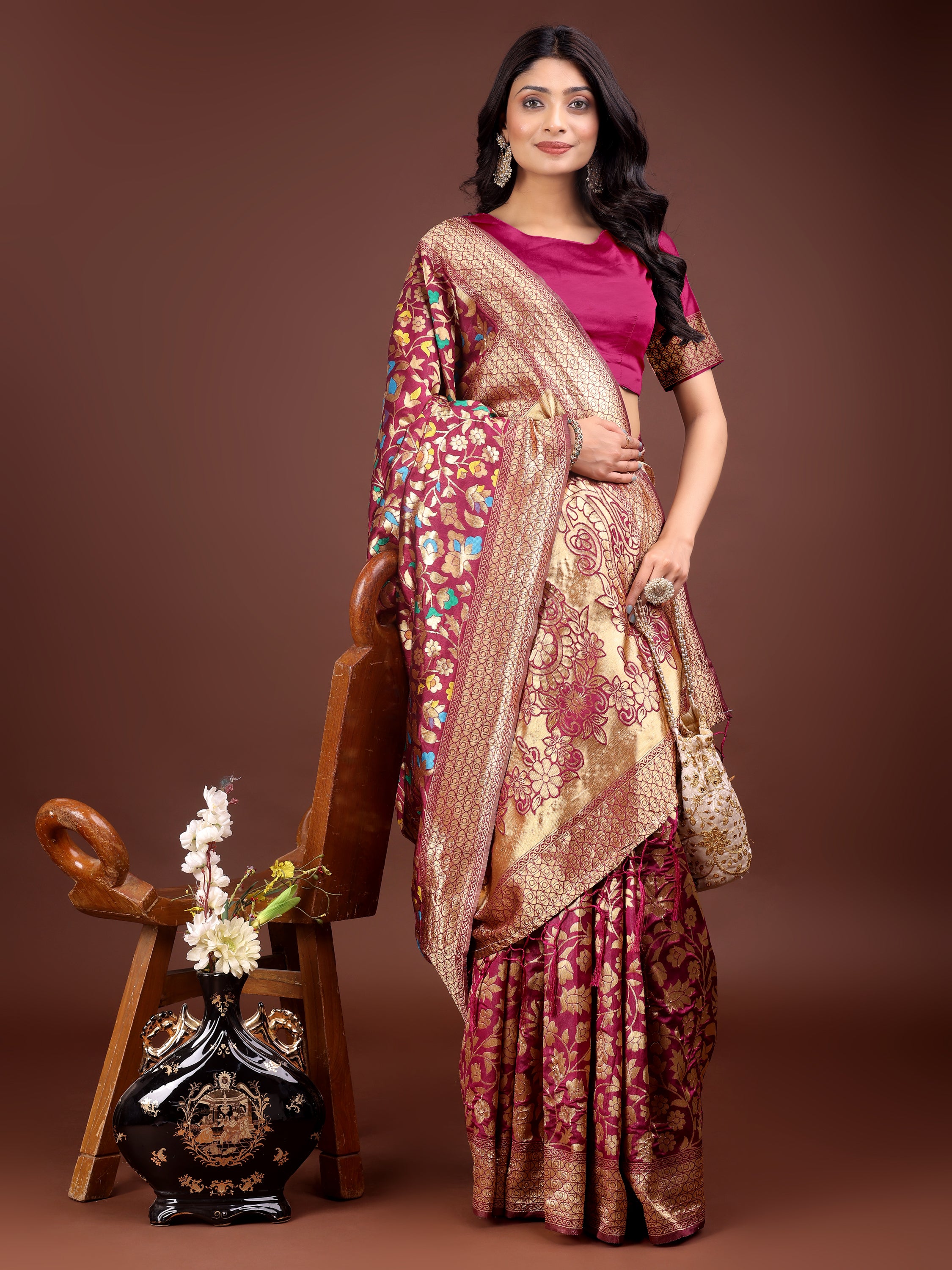 Ornate Bloom (C) Ready To Wear Pocket Saree