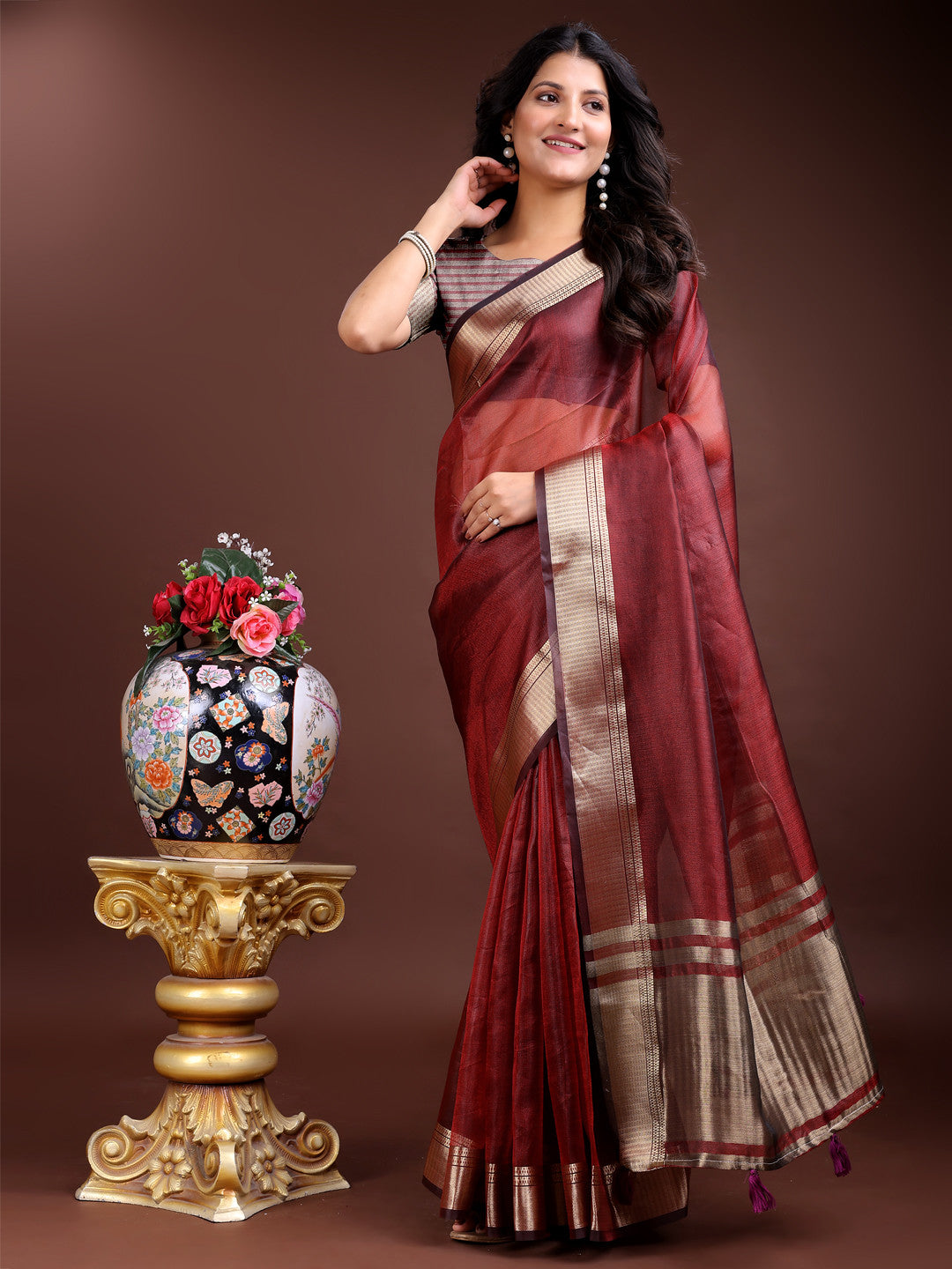 Sheer Breeze Organza (A) Ready To Wear Pocket Saree