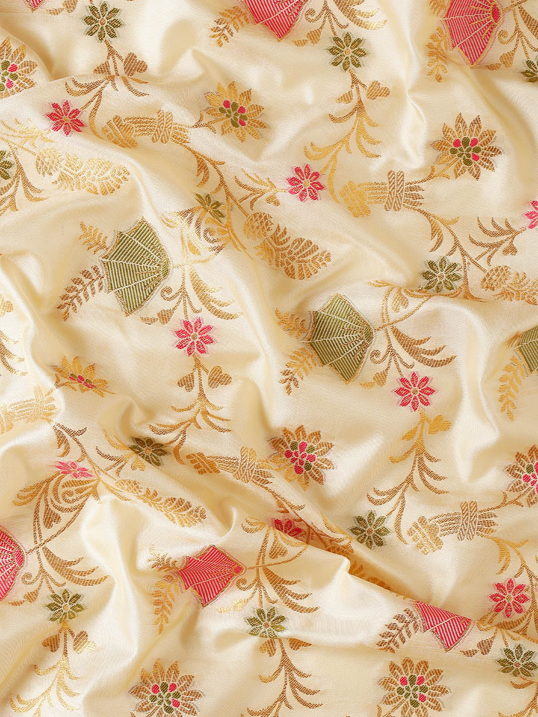 Eternal Flora Banarasi Silk (Cream) Ready To Wear Pocket Saree