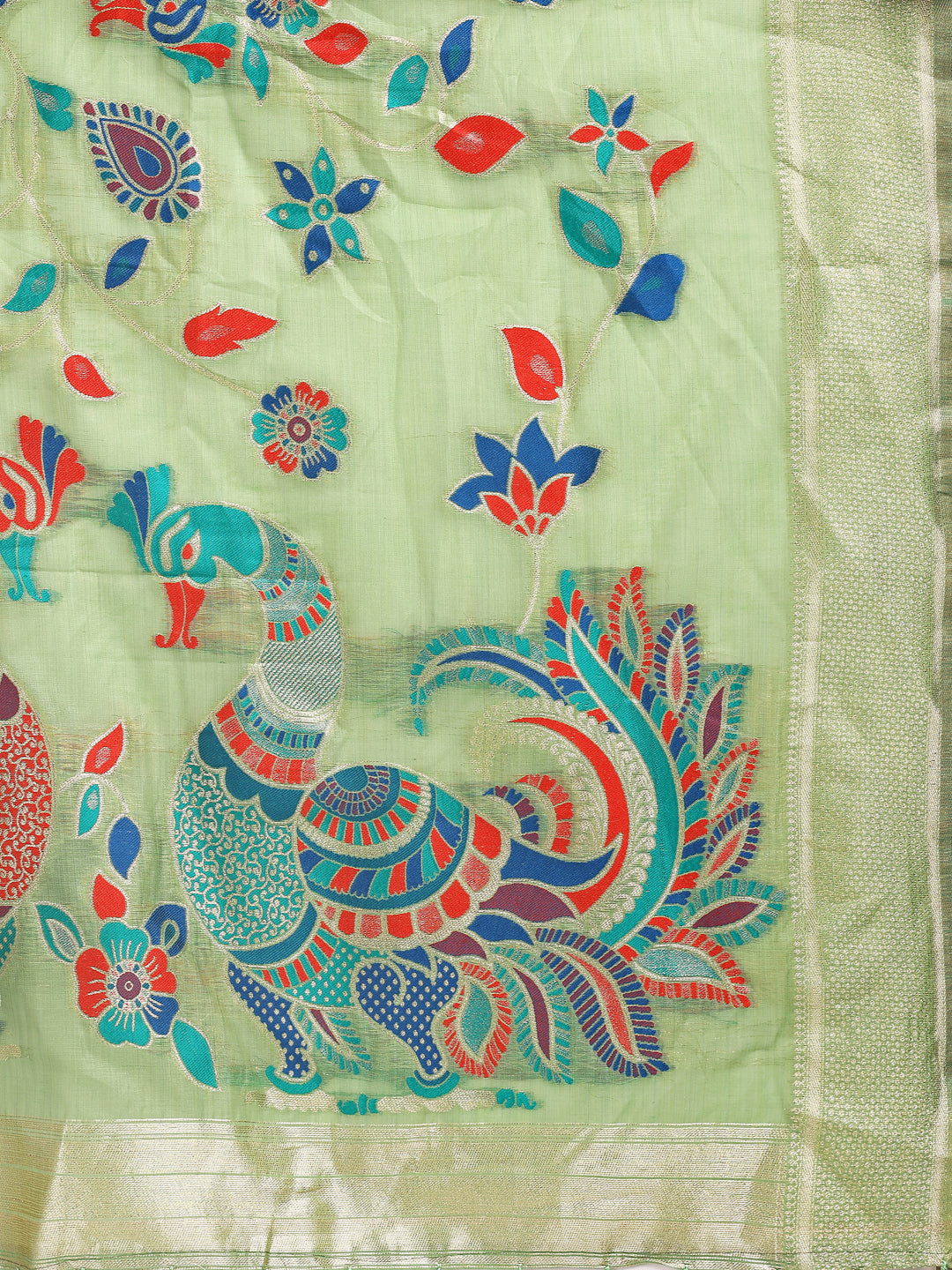 Mayurika Linen Cotton (Light Green) Ready To Wear Pocket Saree