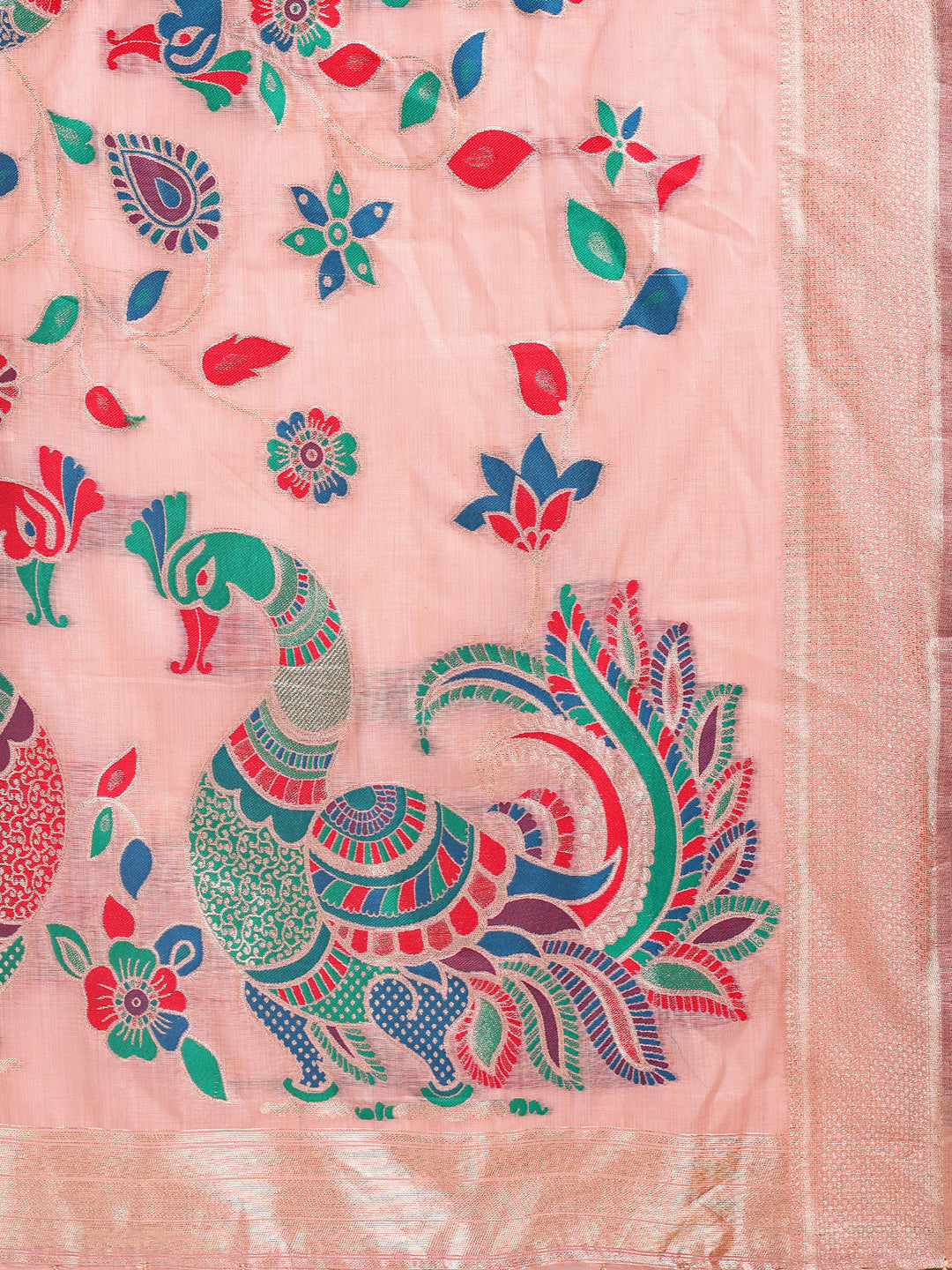Mayurika Linen Cotton (Pink) Ready To Wear Pocket Saree
