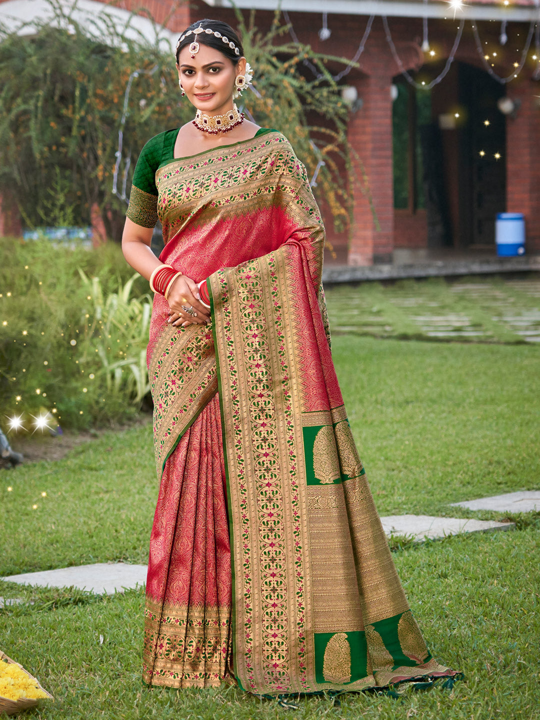 Golden Hour Banarasi Silk Ready To Wear Pocket Saree